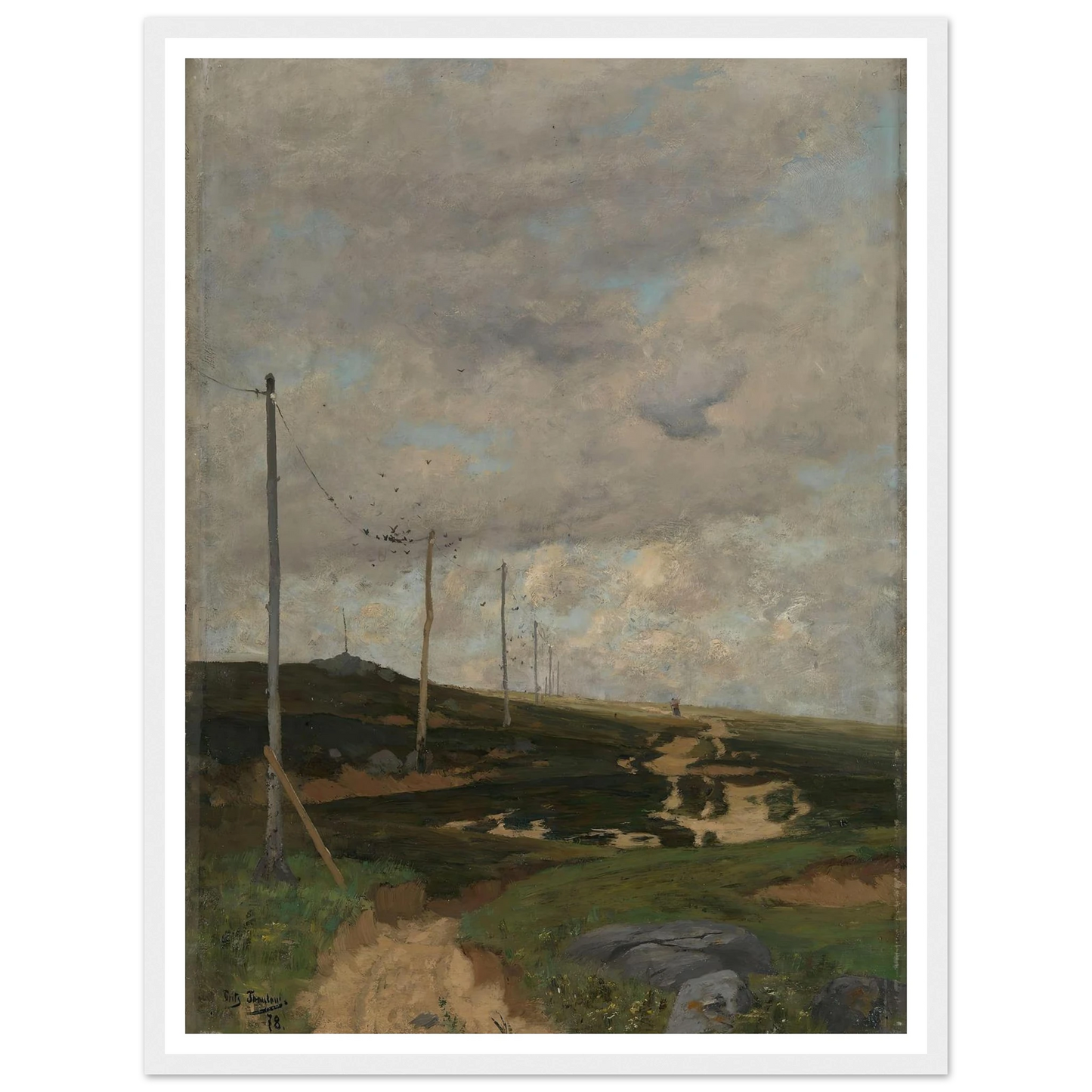 View from Jæren (1878) Art Print | Frits Thaulow - Framed Poster - 30x40 cm / 12x16″ - Black frame