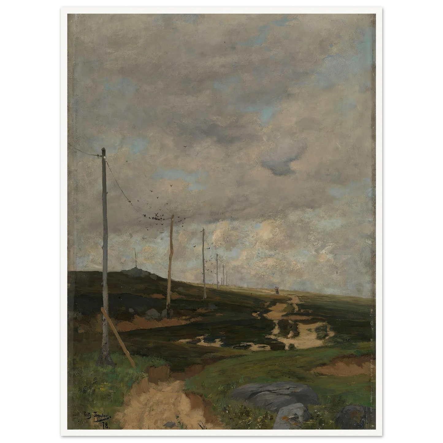 View from Jæren (1878) Art Print | Frits Thaulow - Framed Poster - 30x40 cm / 12x16″ - Black frame