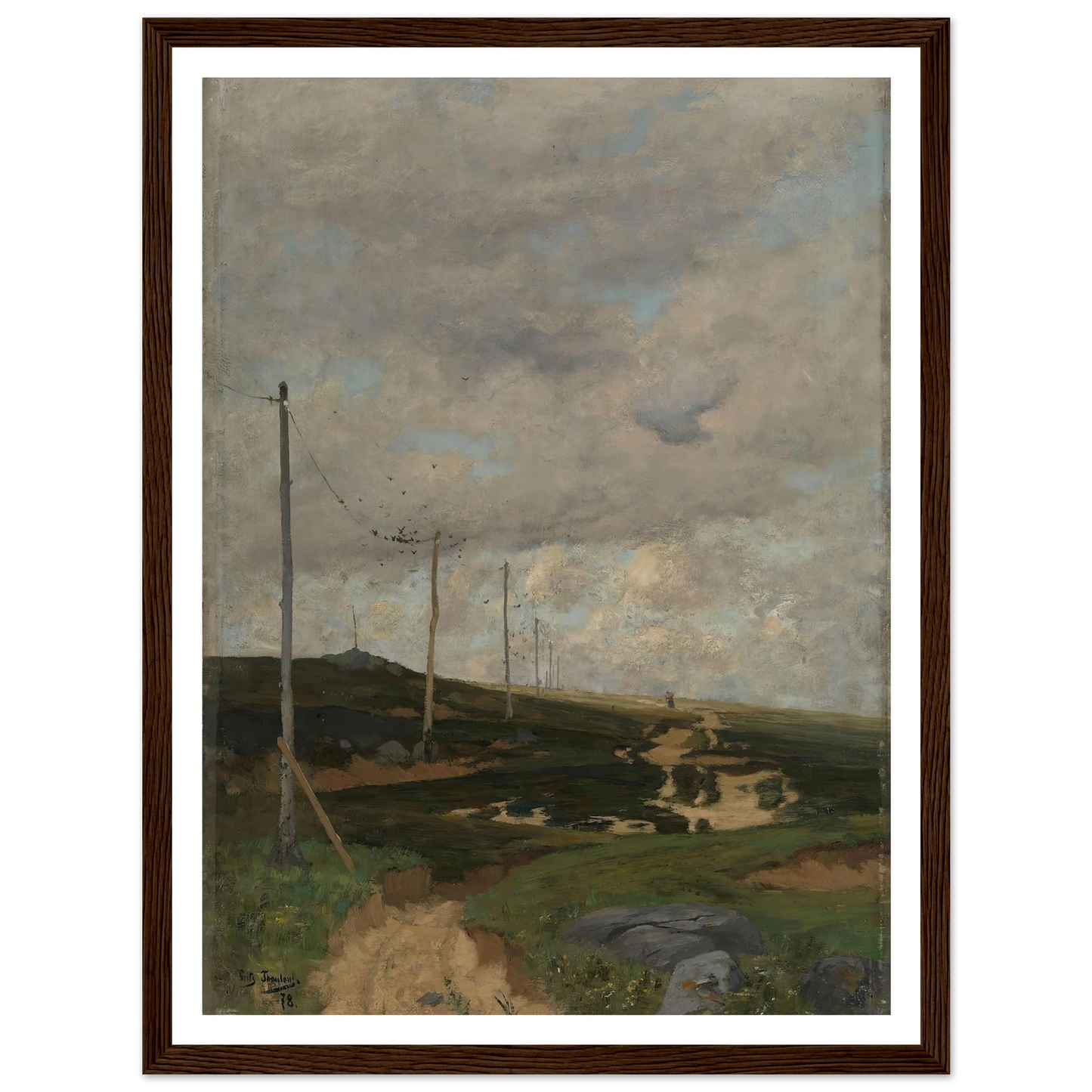 View from Jæren (1878) Art Print | Frits Thaulow - Framed Poster - 30x40 cm / 12x16″ - Black frame