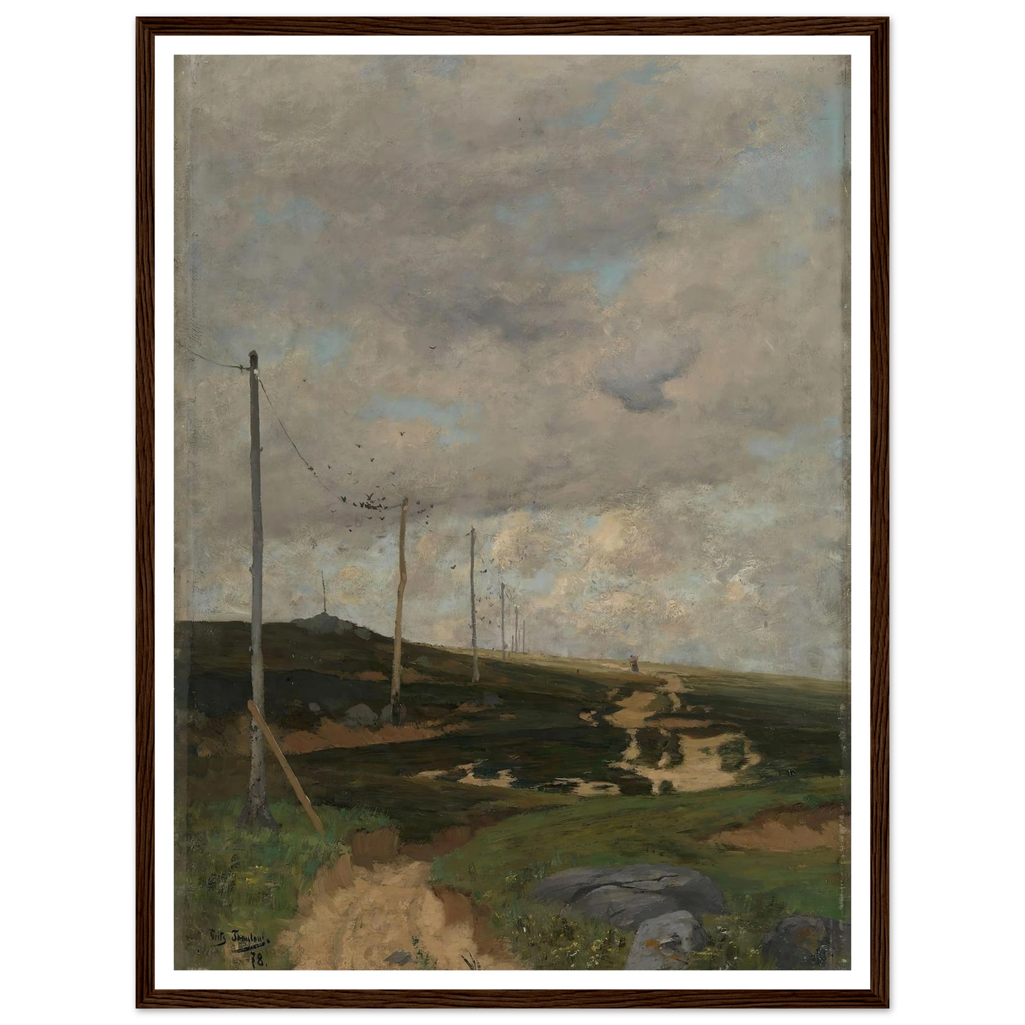 View from Jæren (1878) Art Print | Frits Thaulow - Framed Poster - 30x40 cm / 12x16″ - Black frame