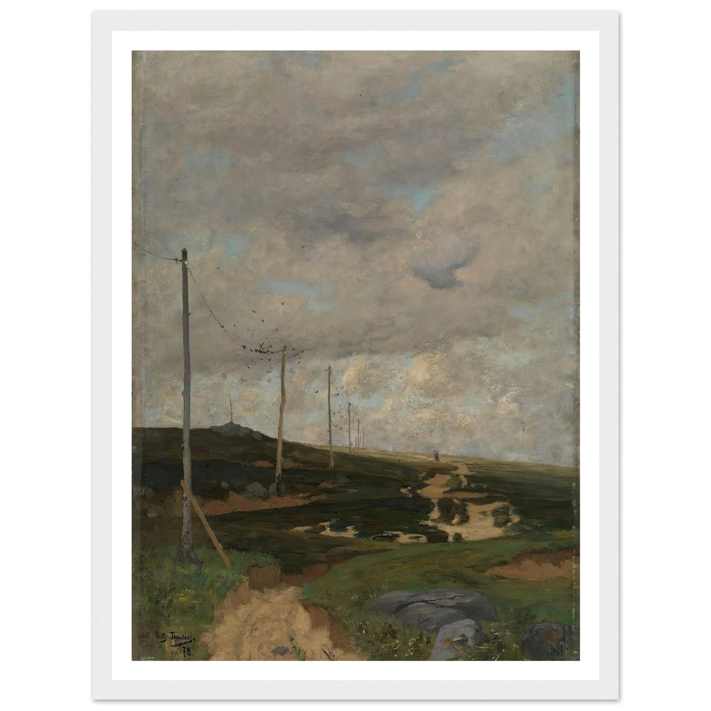 View from Jæren (1878) Art Print | Frits Thaulow - Framed Poster - 30x40 cm / 12x16″ - Black frame