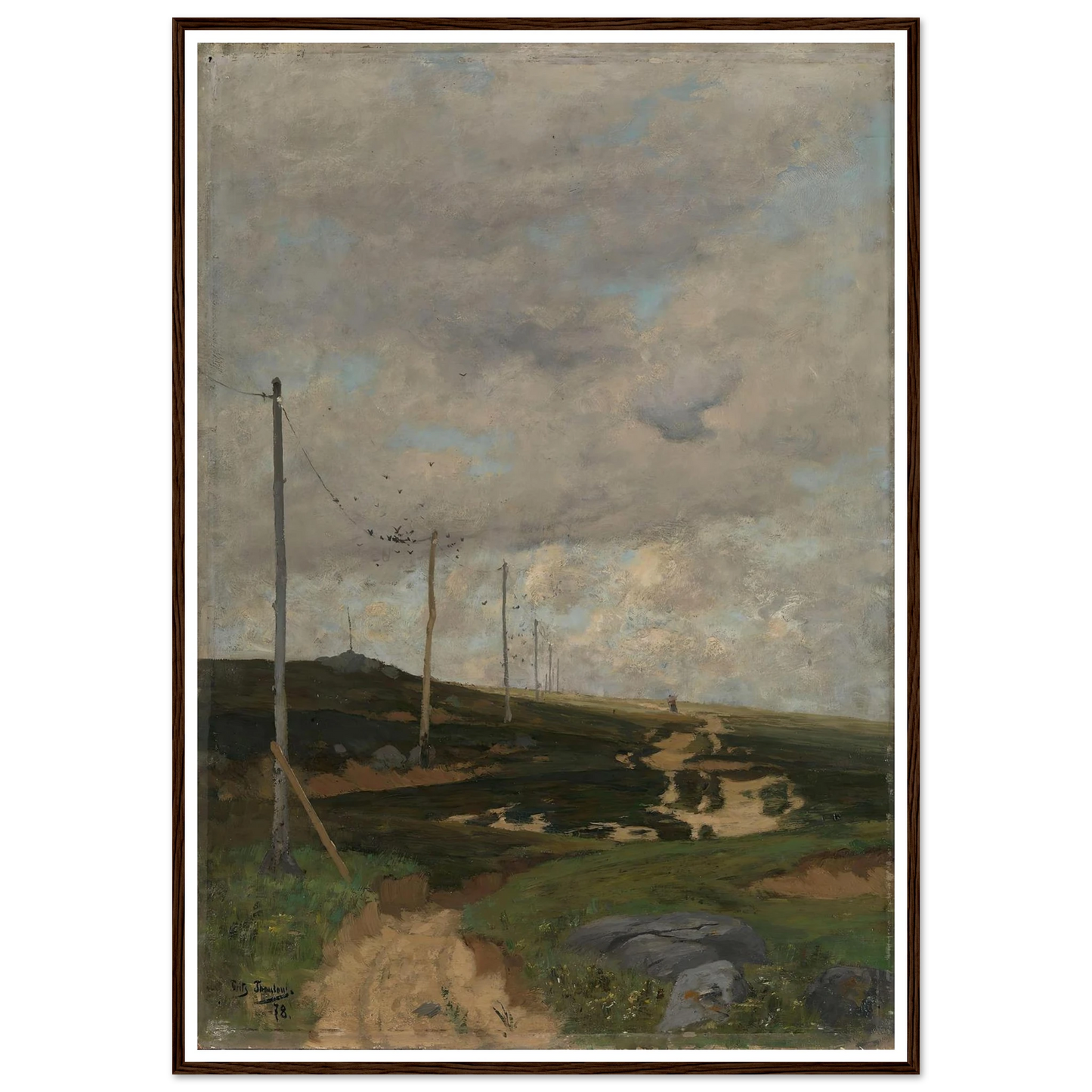 View from Jæren (1878) Art Print | Frits Thaulow - Framed Poster - 30x40 cm / 12x16″ - Black frame