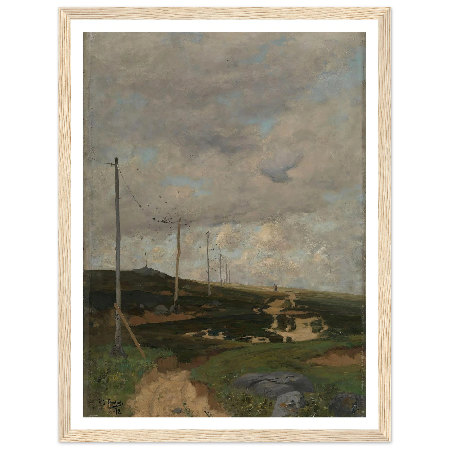 View from Jæren (1878) Art Print | Frits Thaulow - Framed Poster - 30x40 cm / 12x16″ - Black frame