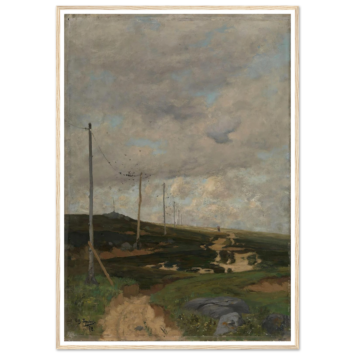 View from Jæren (1878) Art Print | Frits Thaulow - Framed Poster - 30x40 cm / 12x16″ - Black frame