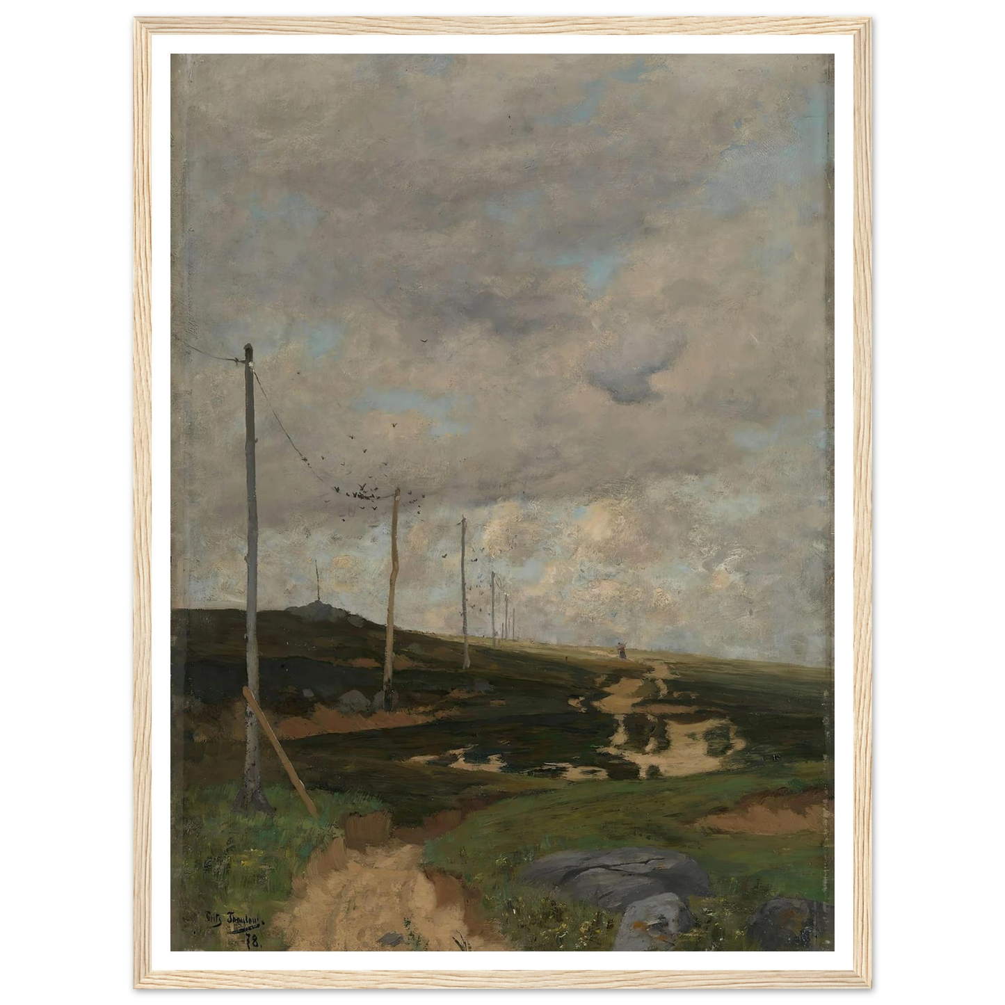 View from Jæren (1878) Art Print | Frits Thaulow - Framed Poster - 30x40 cm / 12x16″ - Black frame