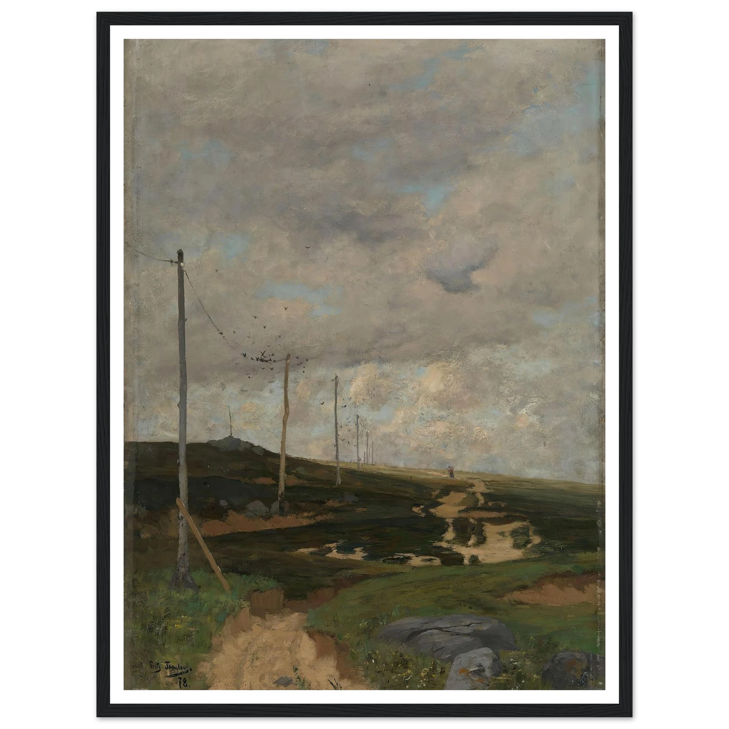 View from Jæren (1878) Art Print | Frits Thaulow - Framed Poster - 30x40 cm / 12x16″ - Black frame