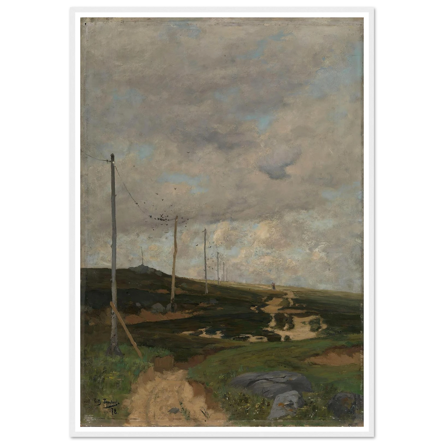 View from Jæren (1878) Art Print | Frits Thaulow - Framed Poster - 30x40 cm / 12x16″ - Black frame