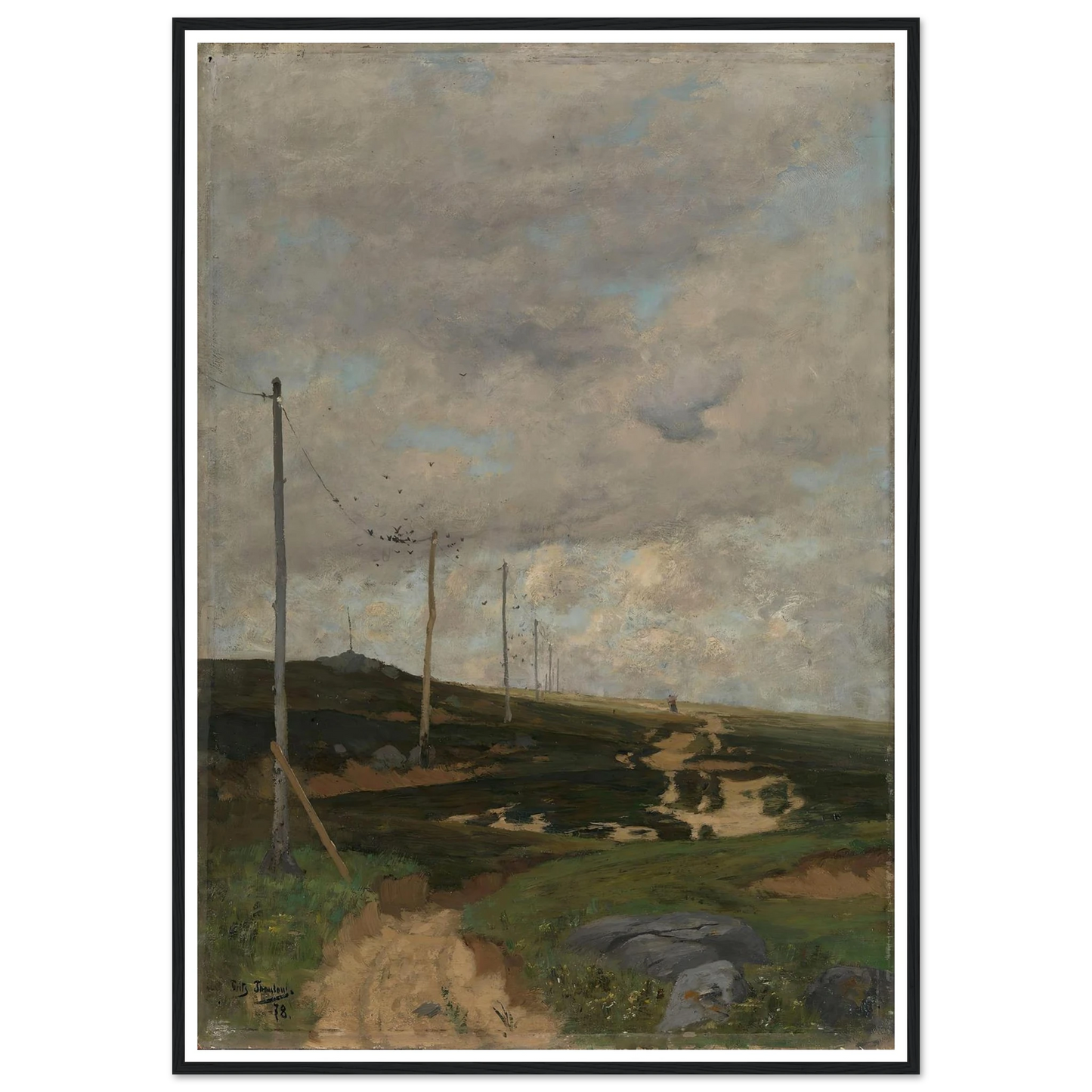 View from Jæren (1878) Art Print | Frits Thaulow - Framed Poster - 30x40 cm / 12x16″ - Black frame