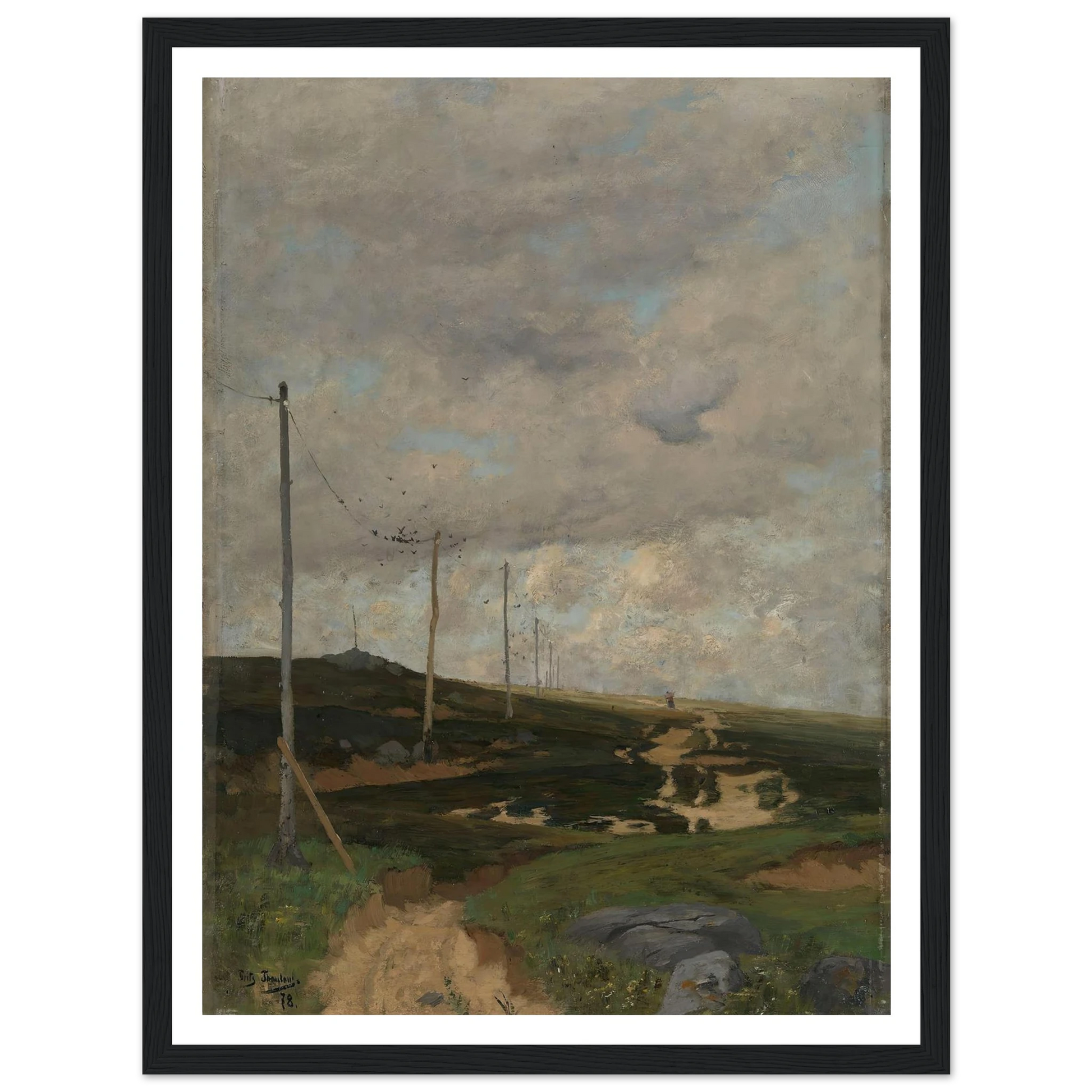 View from Jæren (1878) Art Print | Frits Thaulow - Framed Poster - 30x40 cm / 12x16″ - Black frame