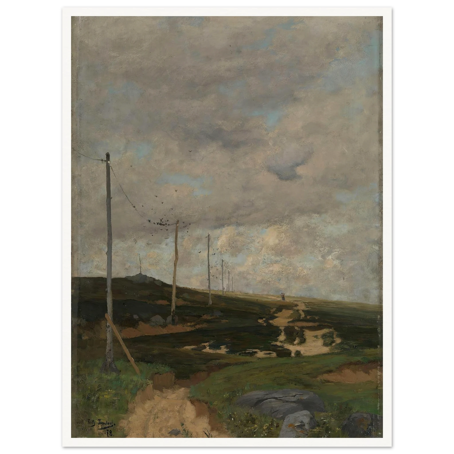 View from Jæren (1878) Art Print | Frits Thaulow - Framed Poster - 30x40 cm / 12x16″ - Black frame