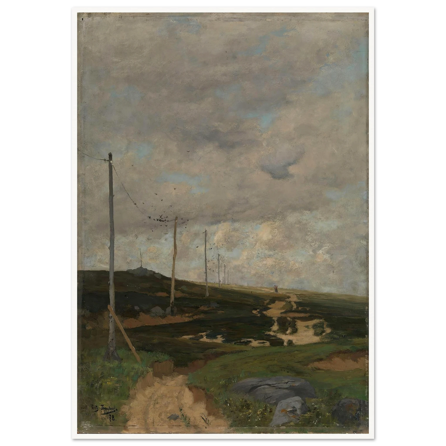 View from Jæren (1878) Art Print | Frits Thaulow - Framed Poster - 30x40 cm / 12x16″ - Black frame