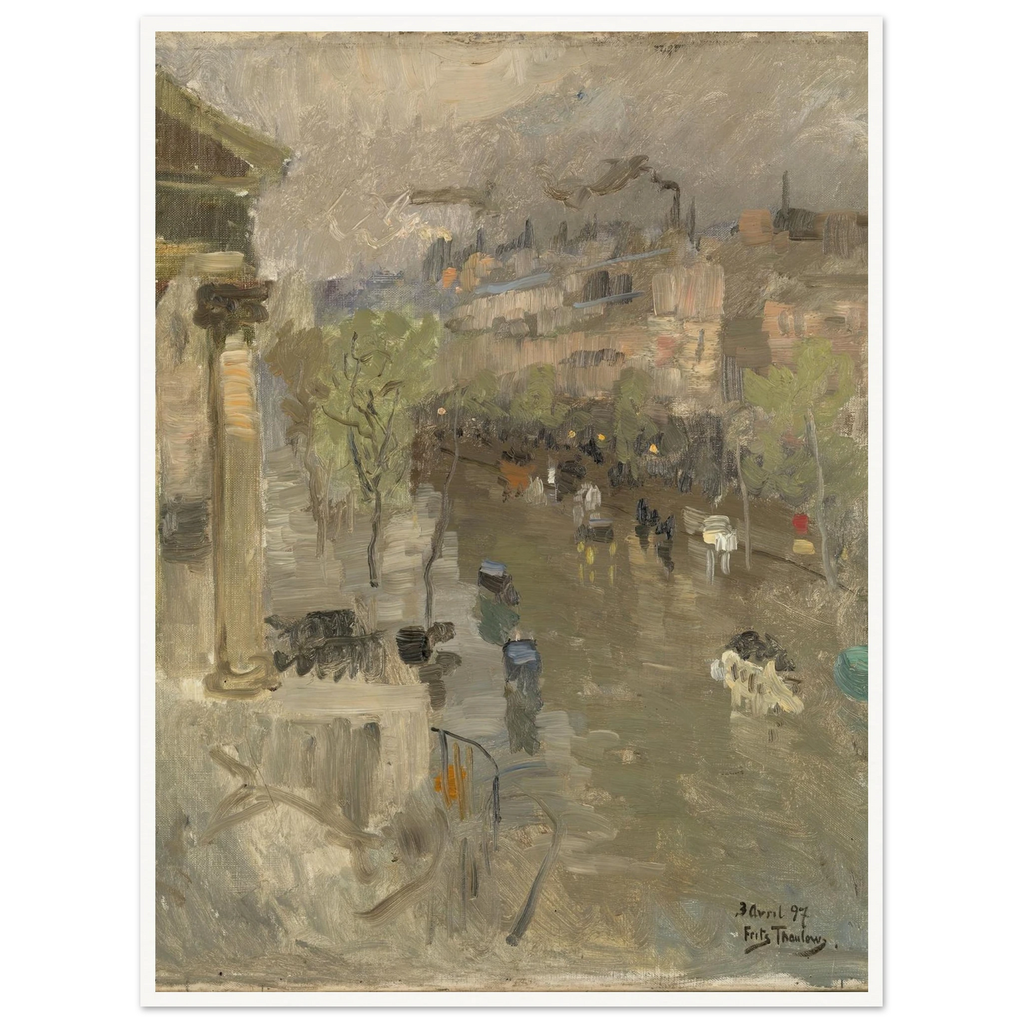 View from Paris near the Madeleine Church (1897) Art Print | Frits Thaulow - Framed Poster - 30x40 cm / 12x16″ - Black frame