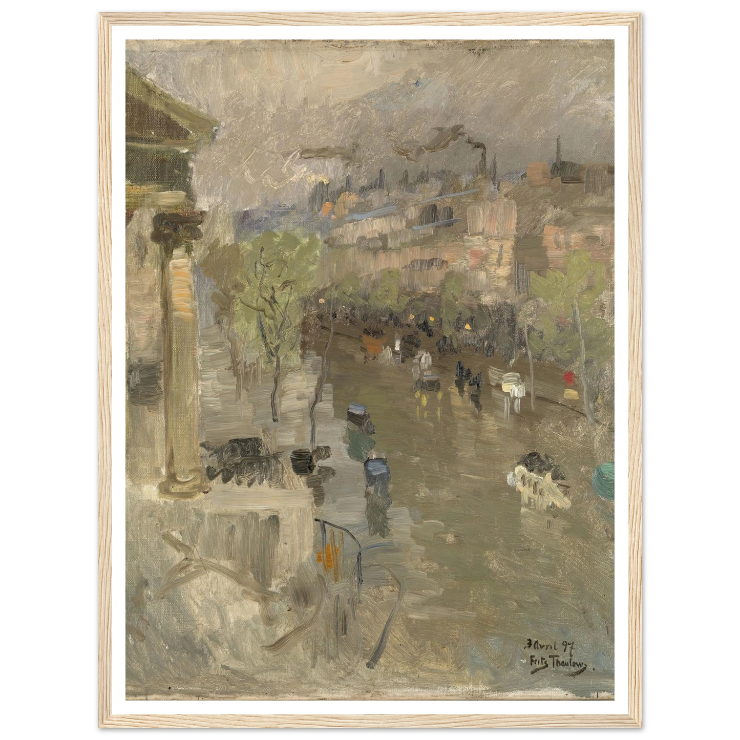 View from Paris near the Madeleine Church (1897) Art Print | Frits Thaulow - Framed Poster - 30x40 cm / 12x16″ - Black frame