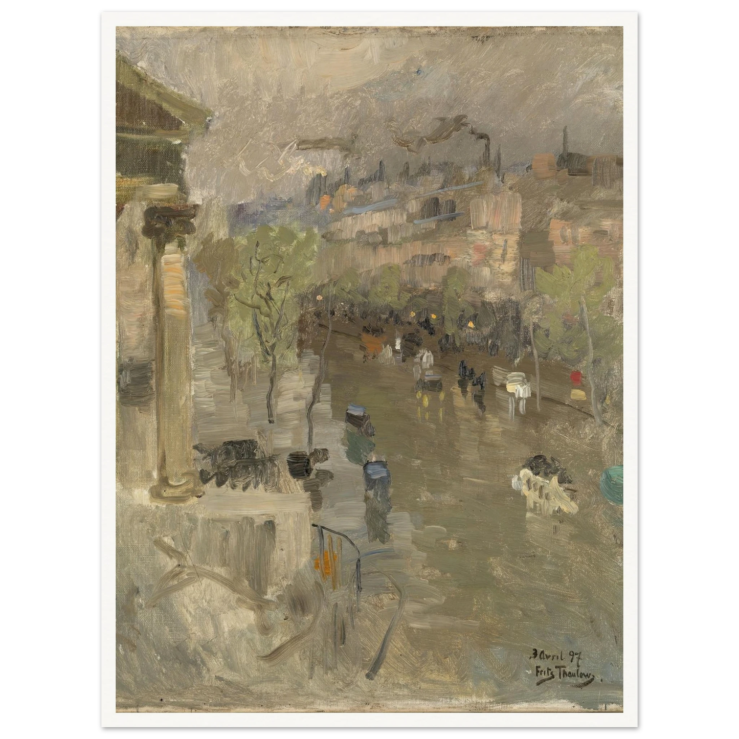 View from Paris near the Madeleine Church (1897) Art Print | Frits Thaulow - Framed Poster - 30x40 cm / 12x16″ - Black frame