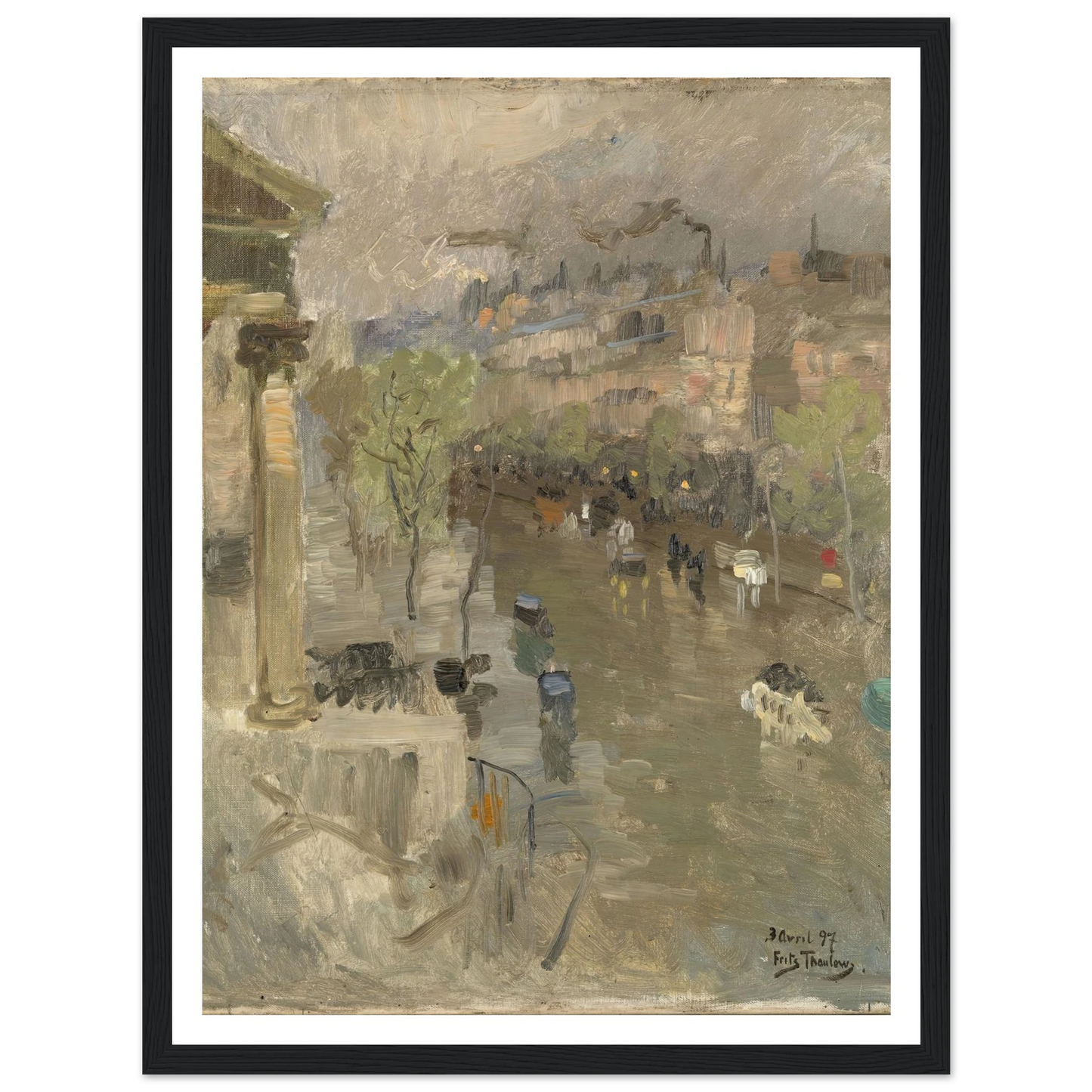 View from Paris near the Madeleine Church (1897) Art Print | Frits Thaulow - Framed Poster - 30x40 cm / 12x16″ - Black frame