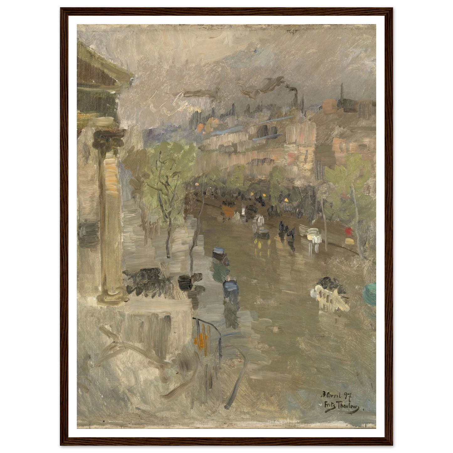 View from Paris near the Madeleine Church (1897) Art Print | Frits Thaulow - Framed Poster - 30x40 cm / 12x16″ - Black frame