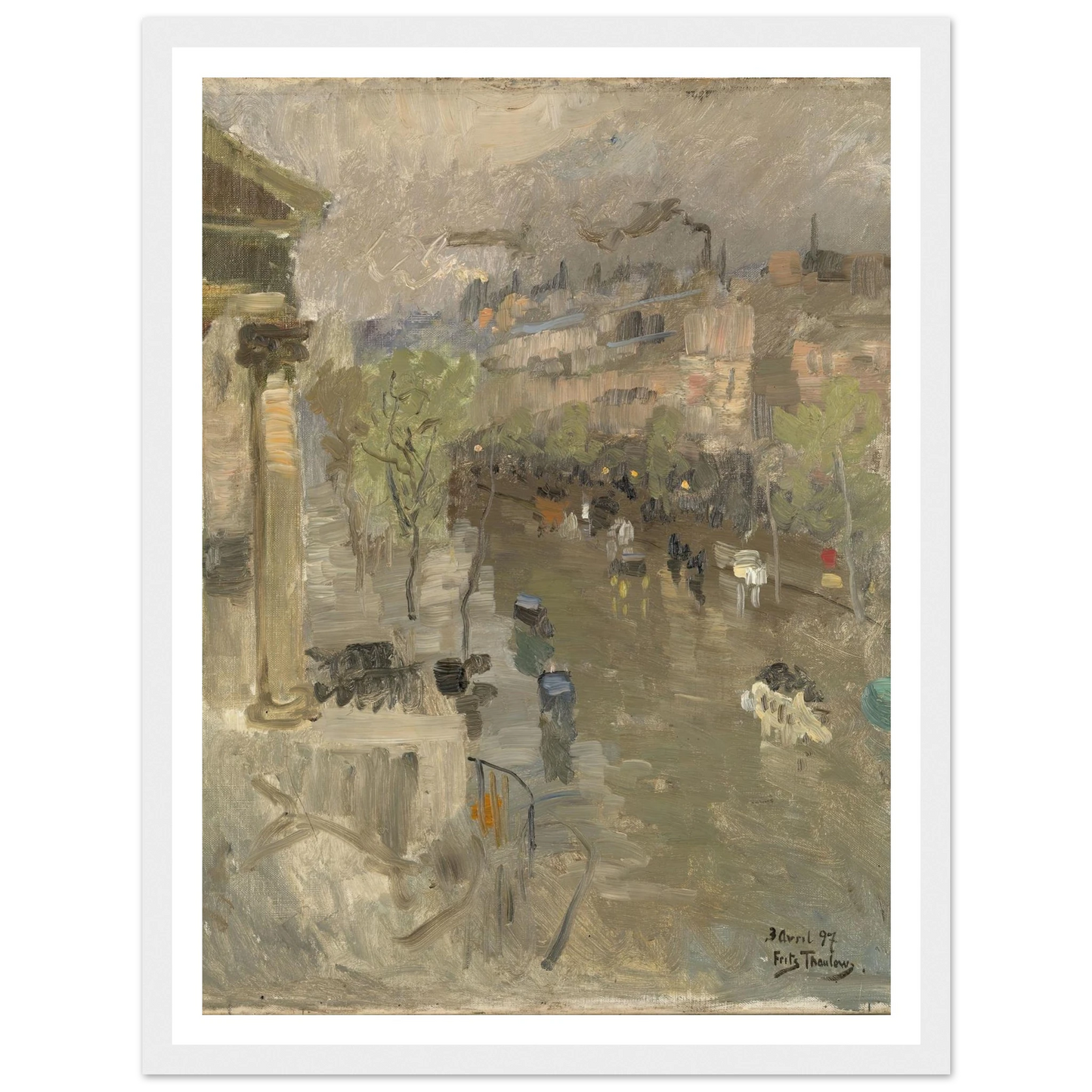 View from Paris near the Madeleine Church (1897) Art Print | Frits Thaulow - Framed Poster - 30x40 cm / 12x16″ - Black frame