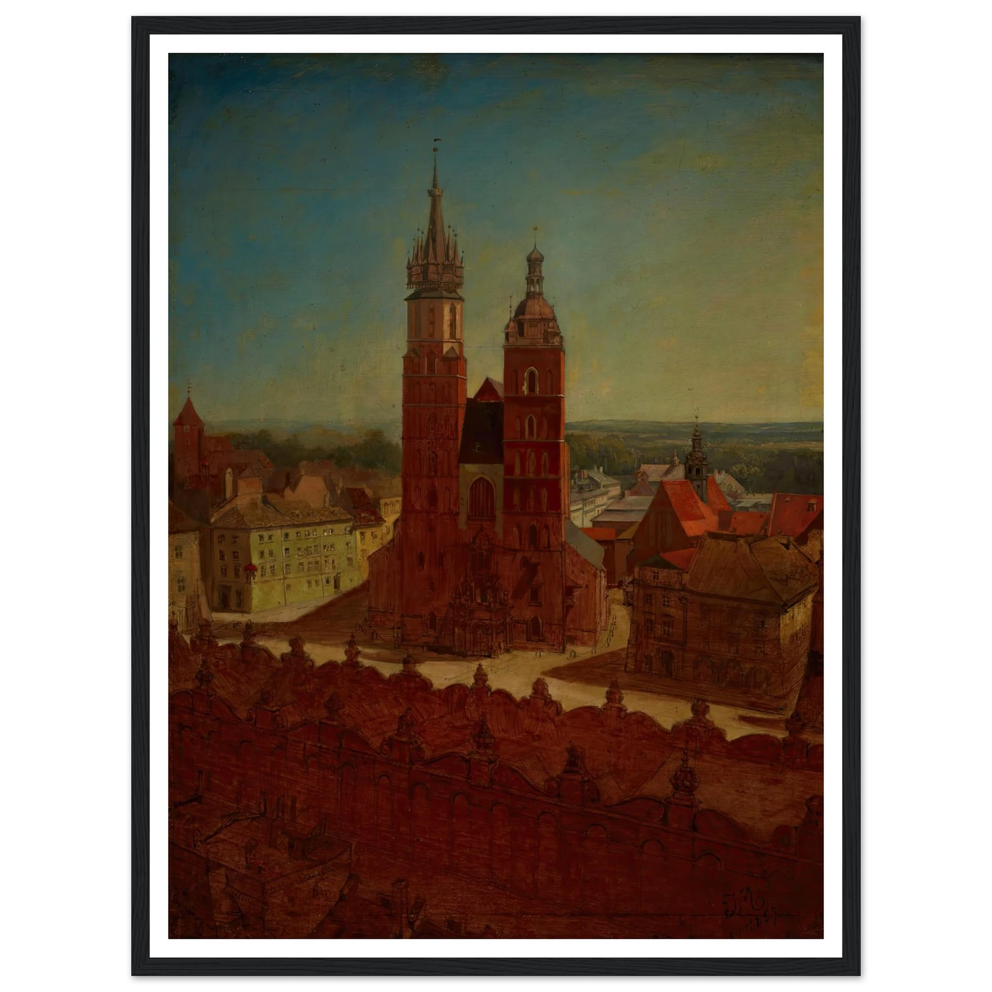 View from the town hall tower (1857) Art Print | Jan Matejko - Framed Poster - 30x40 cm / 12x16″ - Black frame