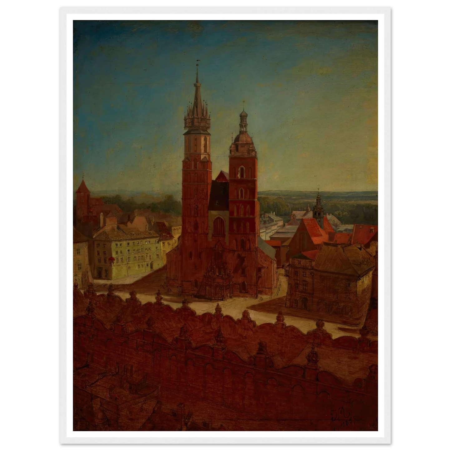 View from the town hall tower (1857) Art Print | Jan Matejko - Framed Poster - 30x40 cm / 12x16″ - Black frame