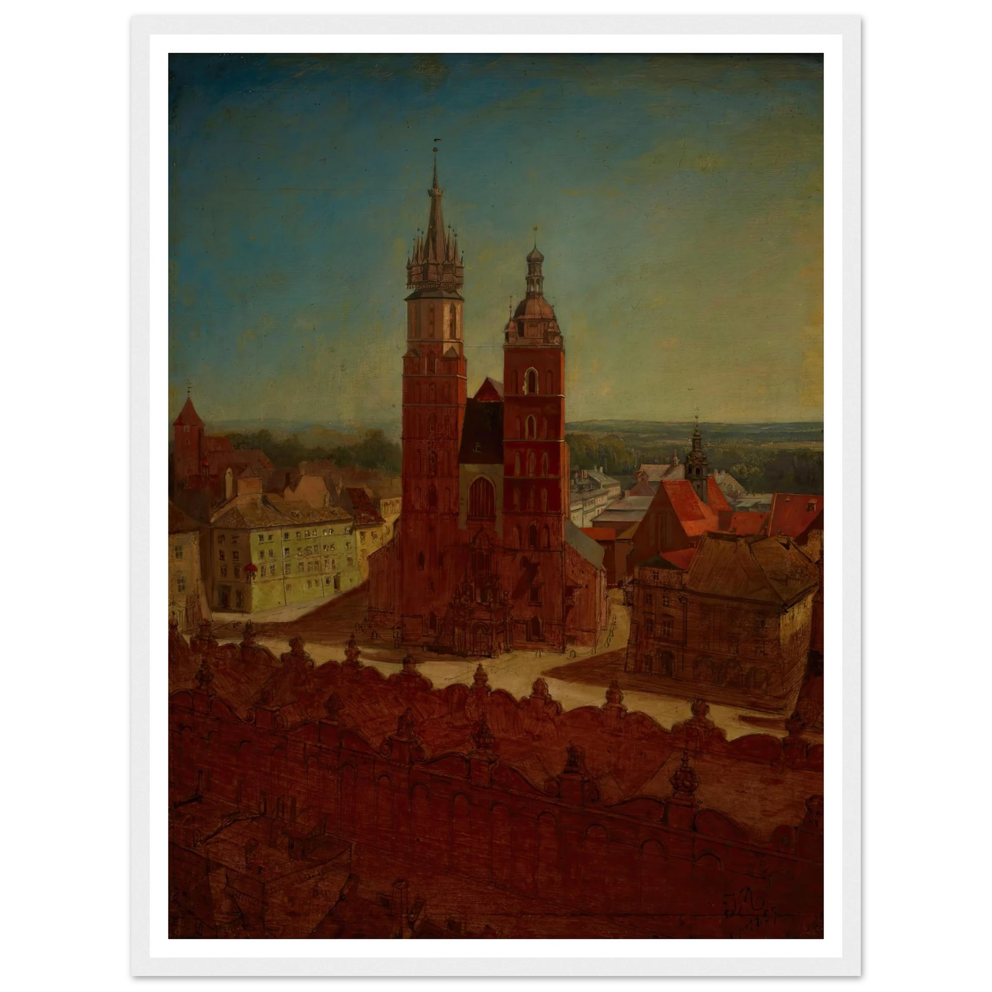 View from the town hall tower (1857) Art Print | Jan Matejko - Framed Poster - 30x40 cm / 12x16″ - Black frame