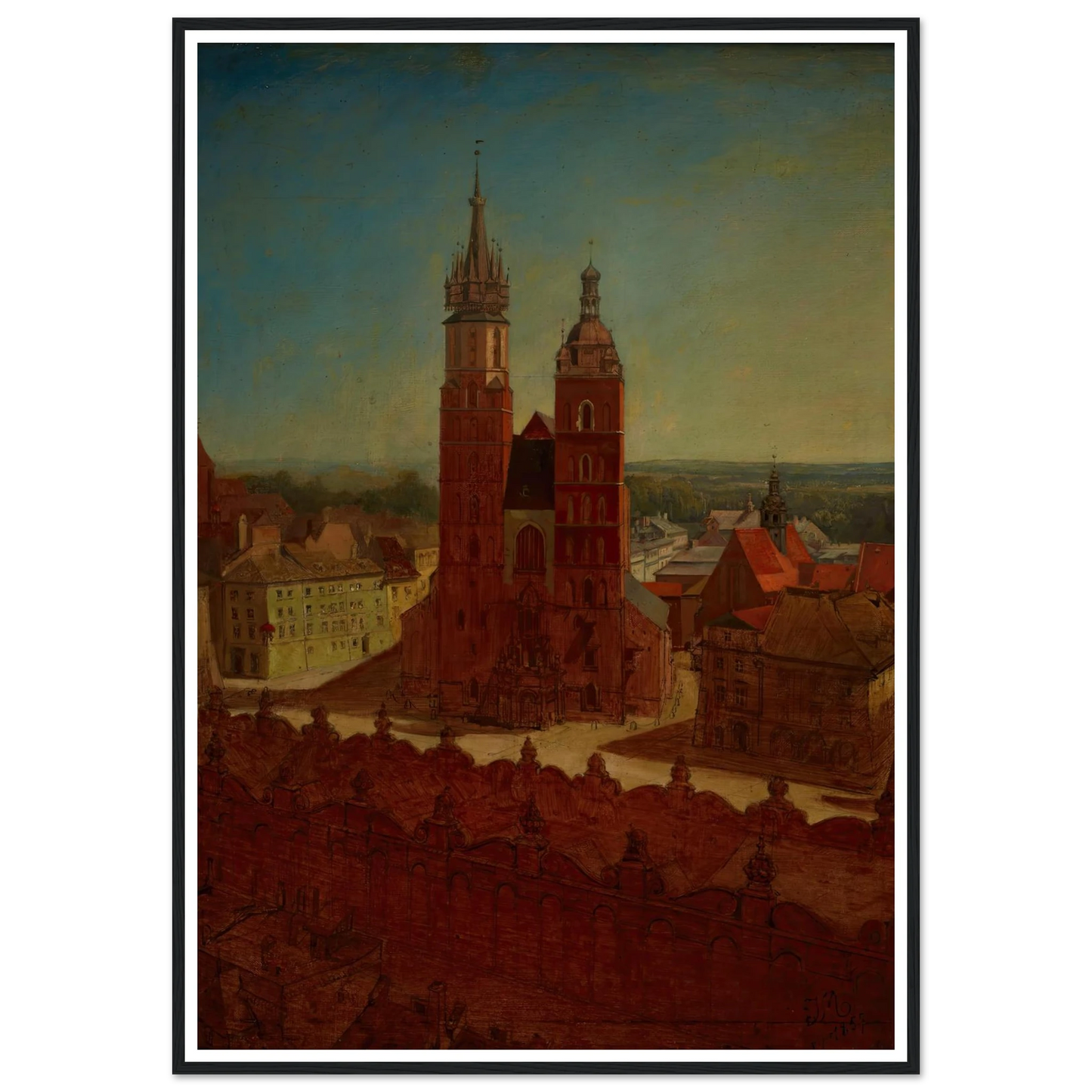 View from the town hall tower (1857) Art Print | Jan Matejko - Framed Poster - 30x40 cm / 12x16″ - Black frame