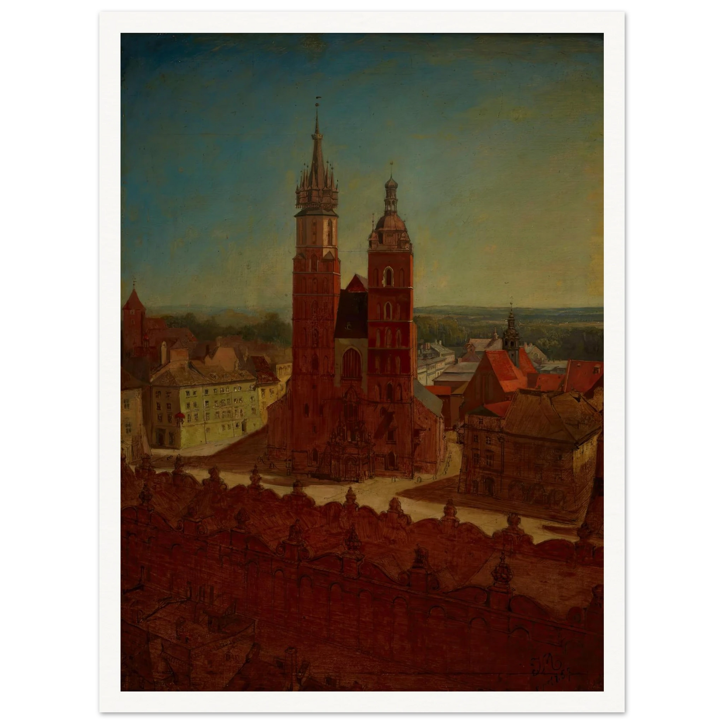 View from the town hall tower (1857) Art Print | Jan Matejko - Framed Poster - 30x40 cm / 12x16″ - Black frame
