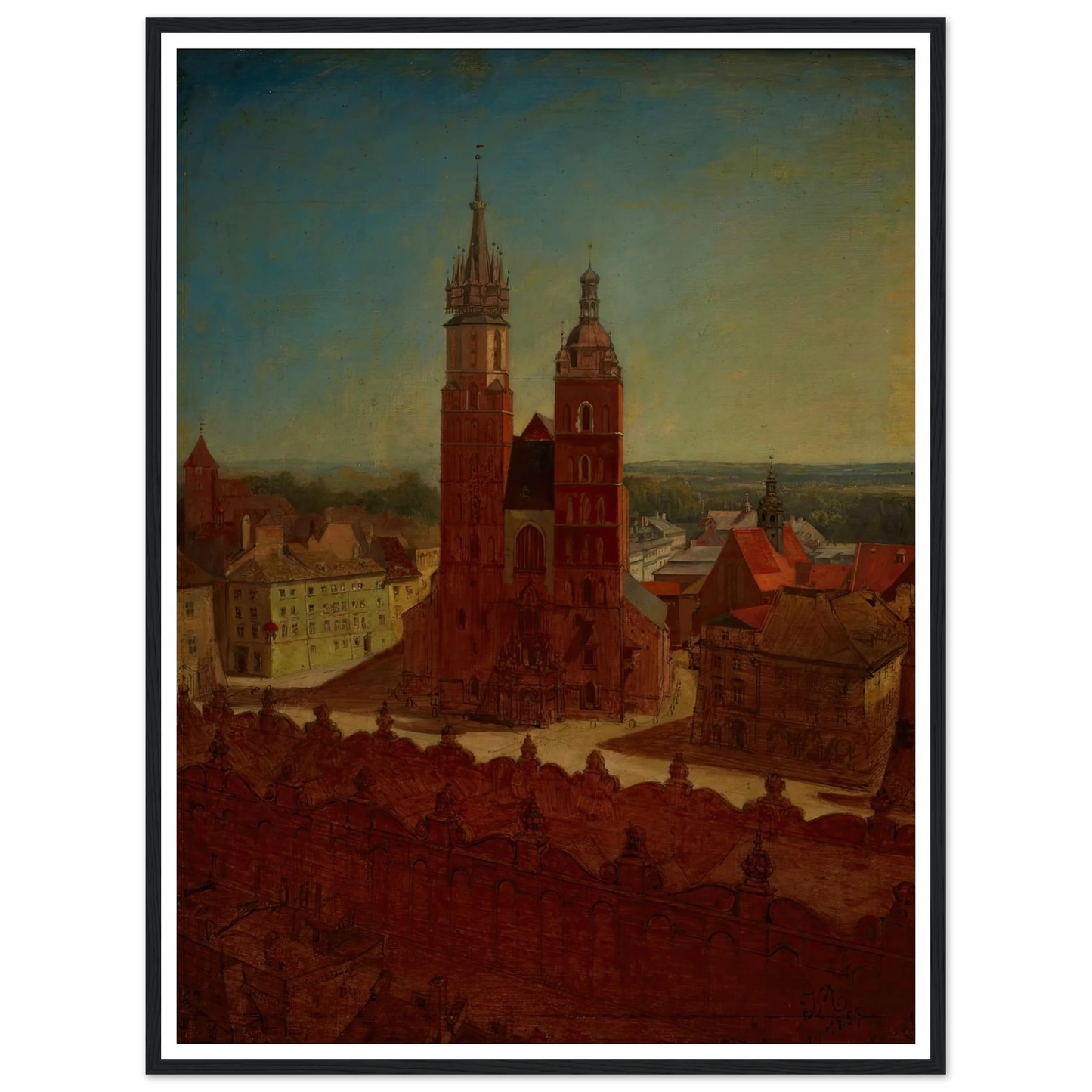 View from the town hall tower (1857) Art Print | Jan Matejko - Framed Poster - 30x40 cm / 12x16″ - Black frame