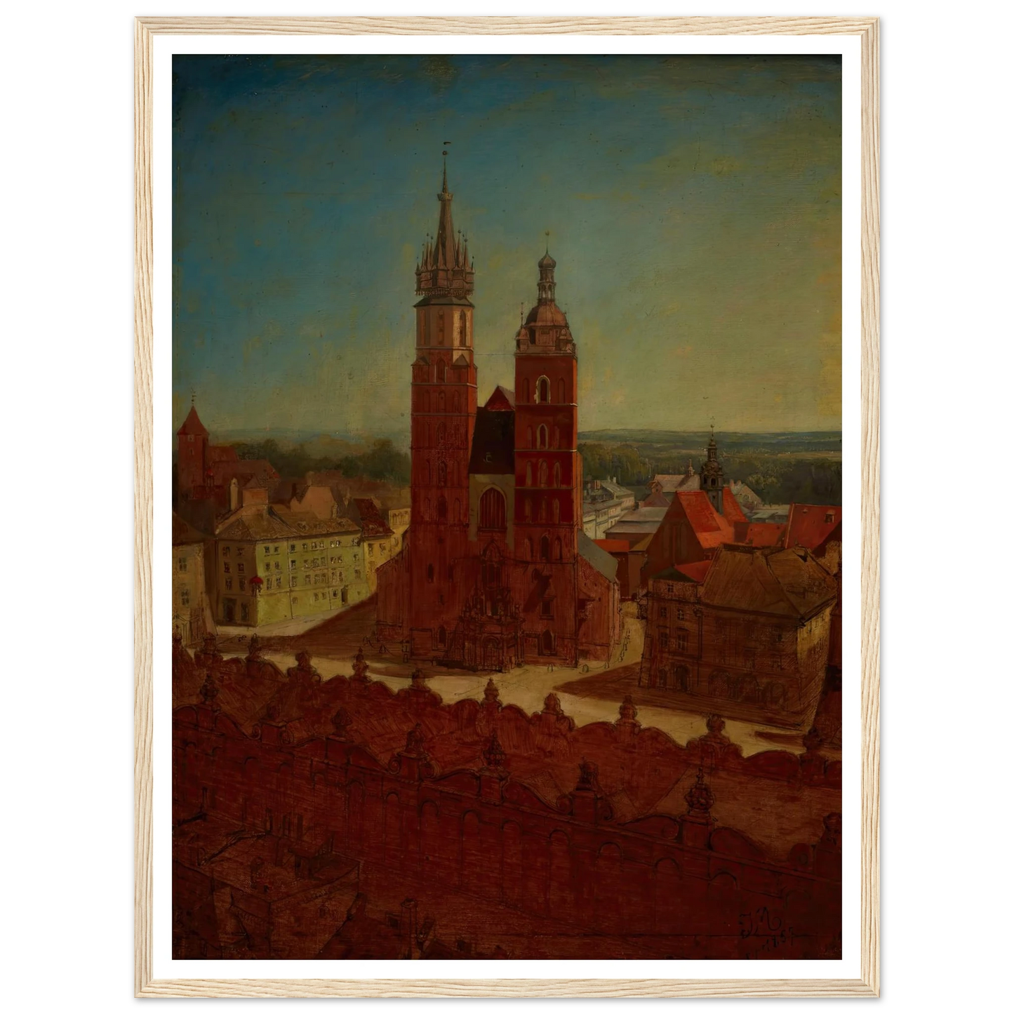 View from the town hall tower (1857) Art Print | Jan Matejko - Framed Poster - 30x40 cm / 12x16″ - Black frame