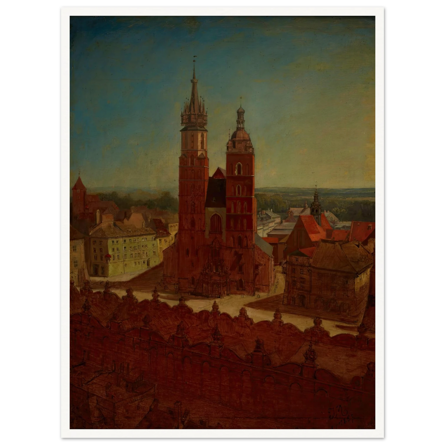 View from the town hall tower (1857) Art Print | Jan Matejko - Framed Poster - 30x40 cm / 12x16″ - Black frame