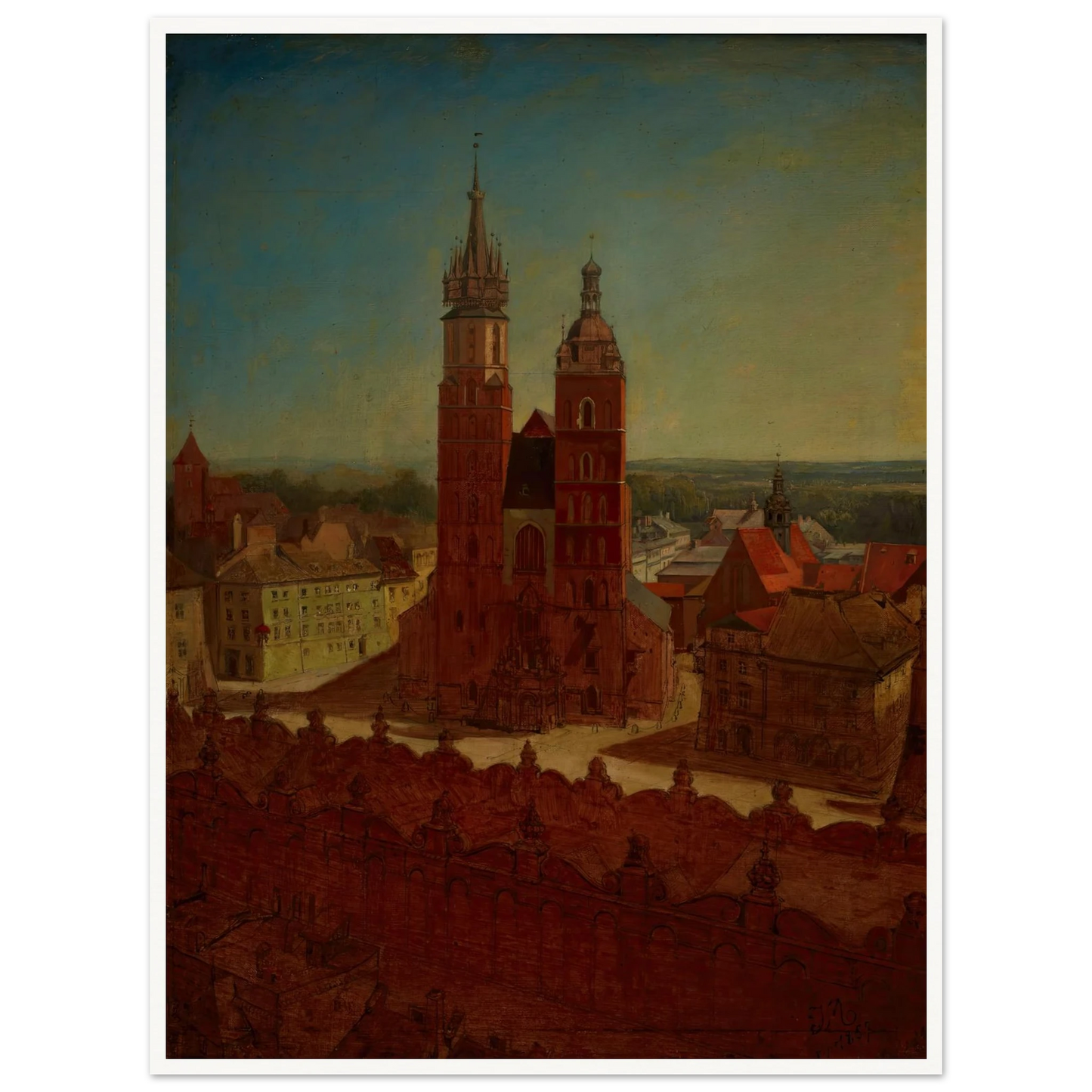 View from the town hall tower (1857) Art Print | Jan Matejko - Framed Poster - 30x40 cm / 12x16″ - Black frame