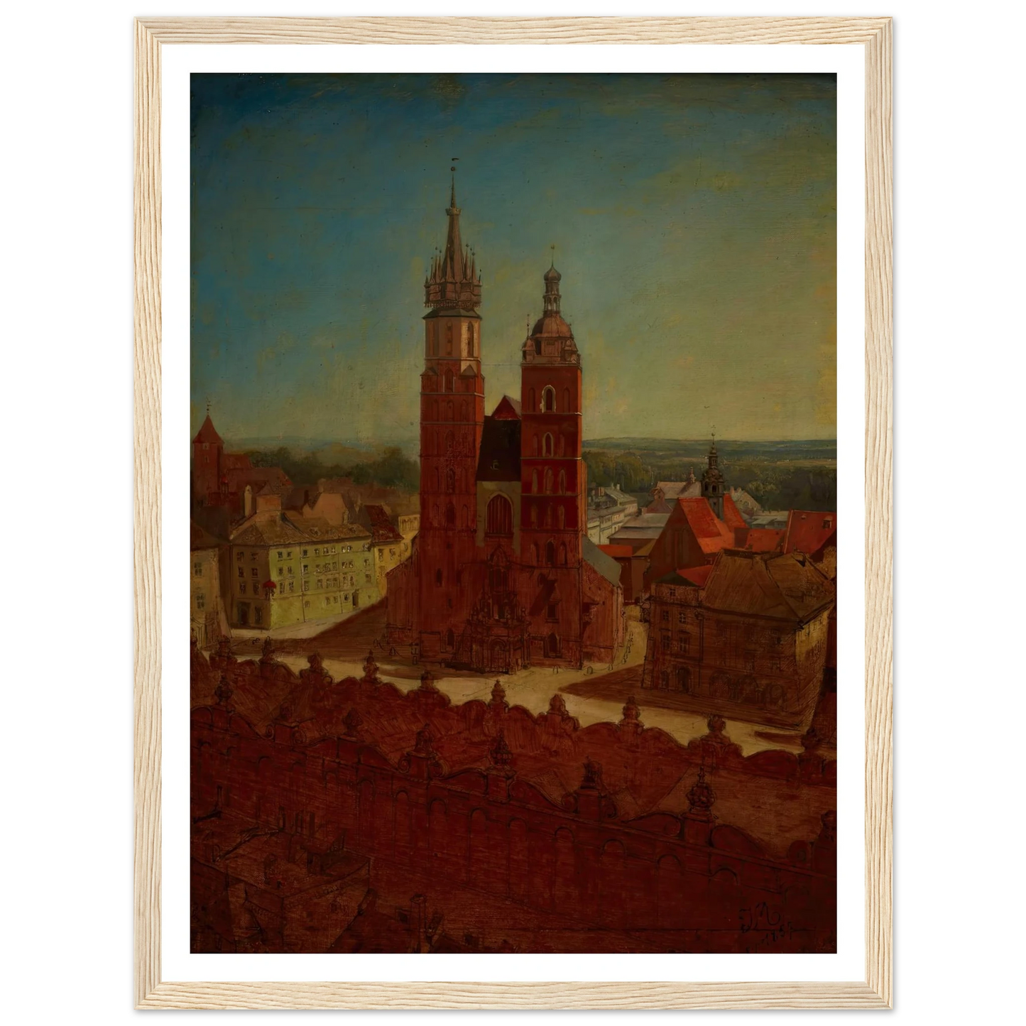 View from the town hall tower (1857) Art Print | Jan Matejko - Framed Poster - 30x40 cm / 12x16″ - Black frame
