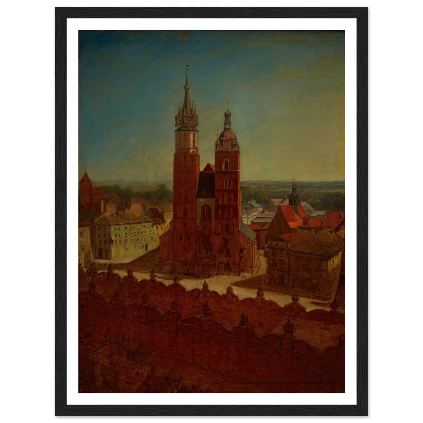 View from the town hall tower (1857) Art Print | Jan Matejko - Framed Poster - 30x40 cm / 12x16″ - Black frame