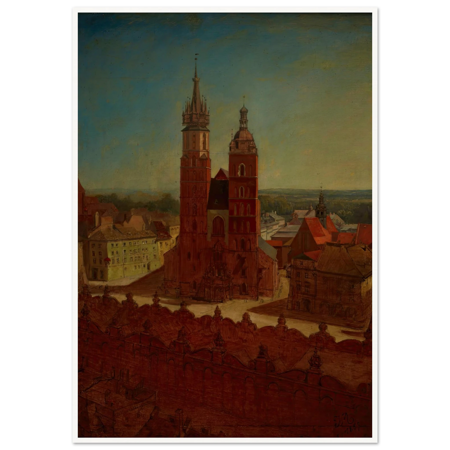 View from the town hall tower (1857) Art Print | Jan Matejko - Framed Poster - 30x40 cm / 12x16″ - Black frame