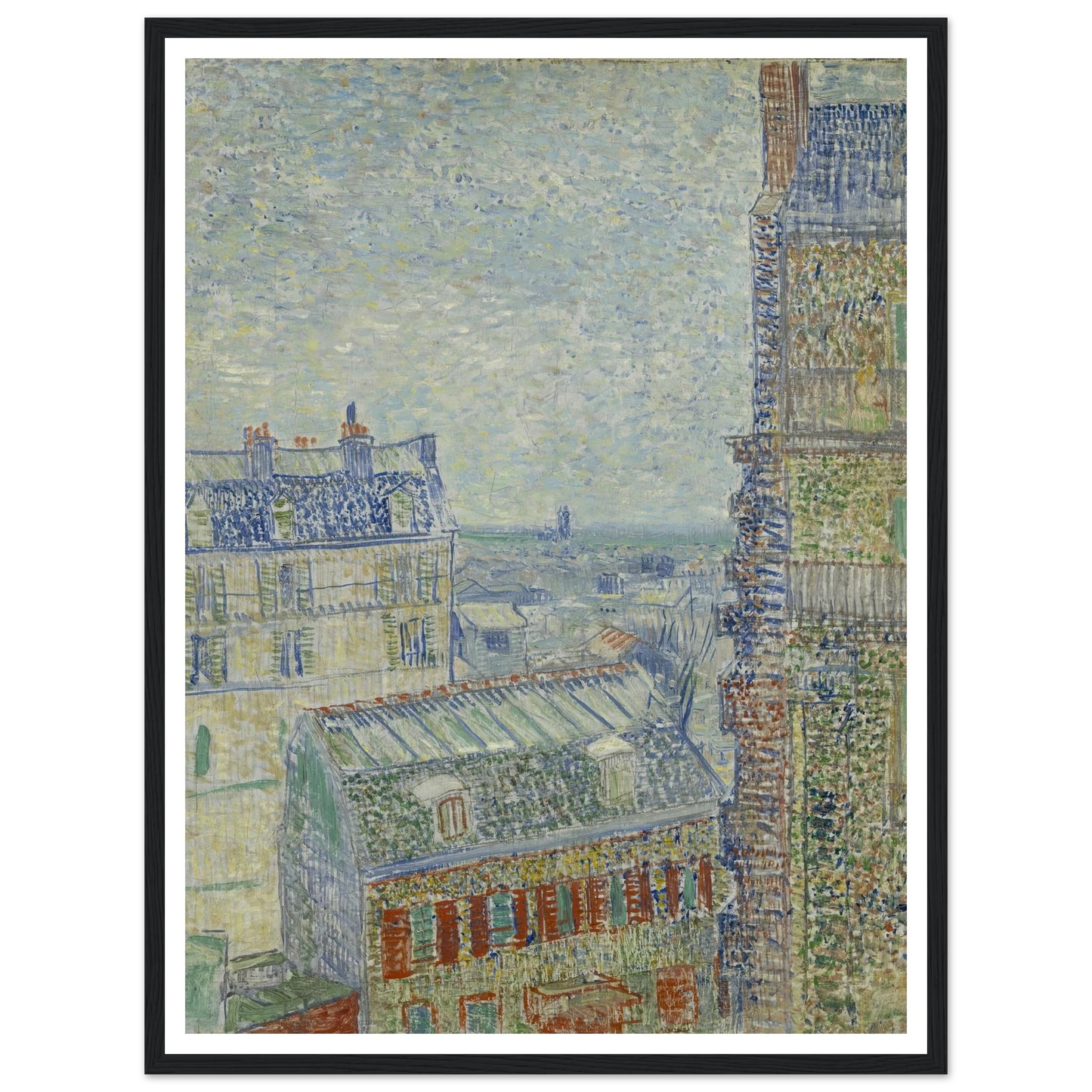 View from Theo’s apartment Art Print | Vincent van Gogh - Framed Poster - 30x40 cm / 12x16″ - Black frame