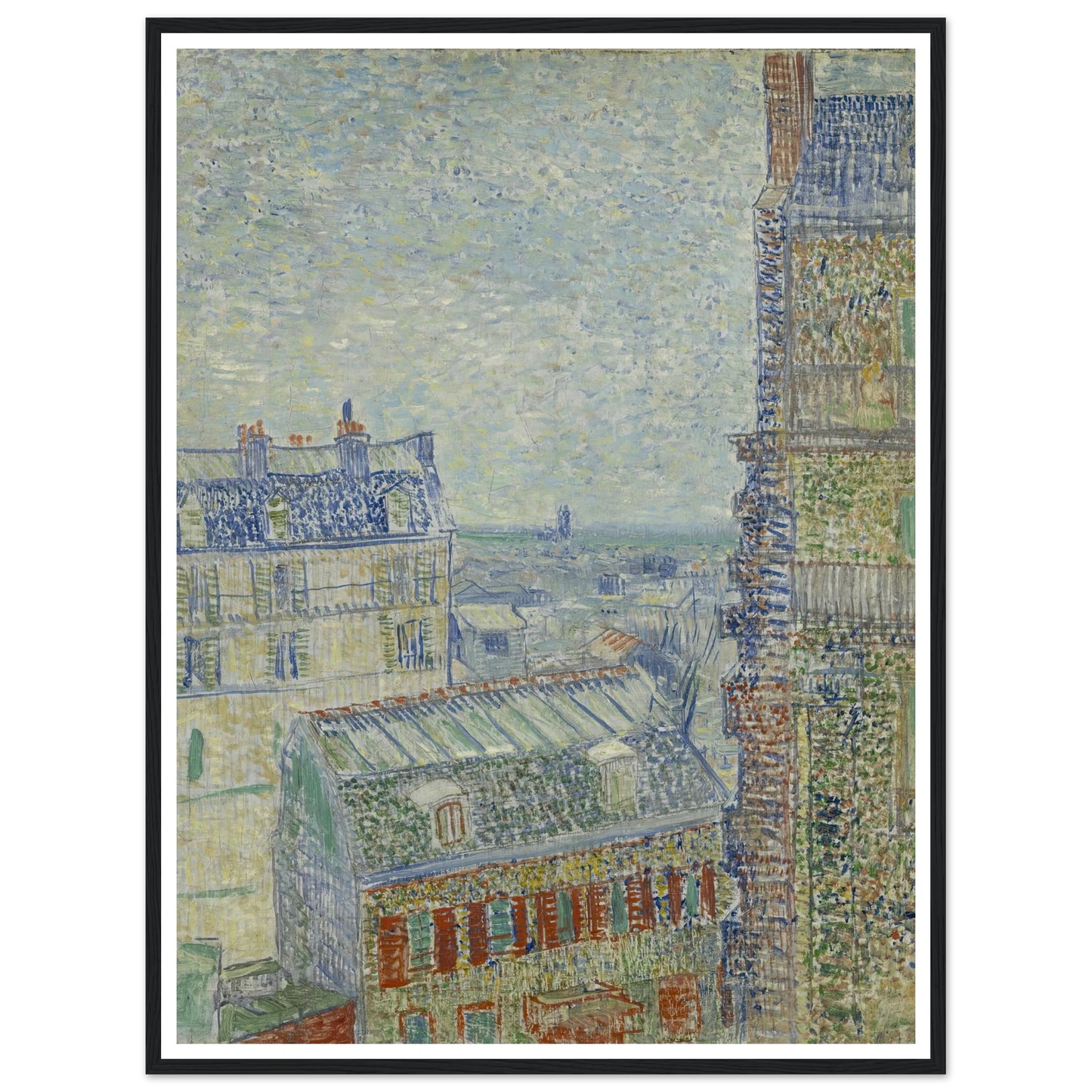 View from Theo’s apartment Art Print | Vincent van Gogh - Framed Poster - 30x40 cm / 12x16″ - Black frame