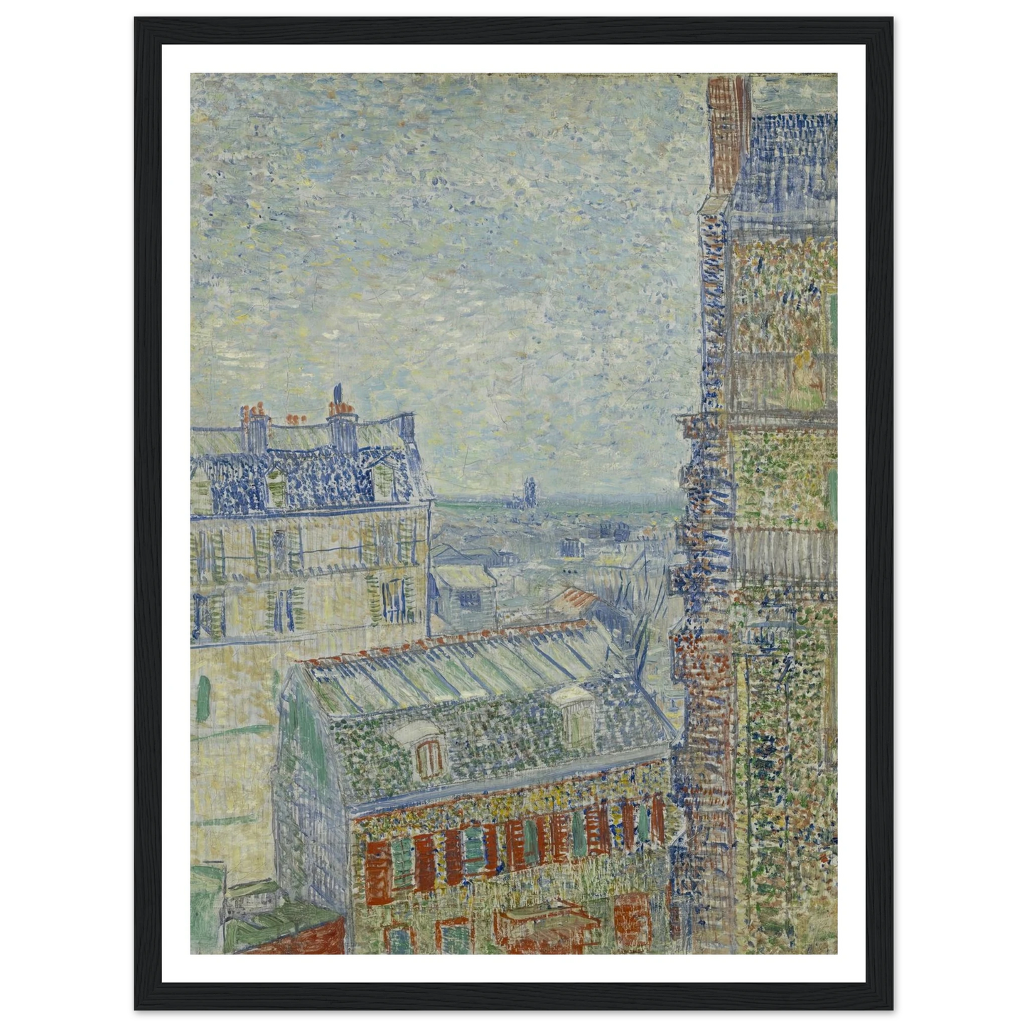 View from Theo’s apartment Art Print | Vincent van Gogh - Framed Poster - 30x40 cm / 12x16″ - Black frame