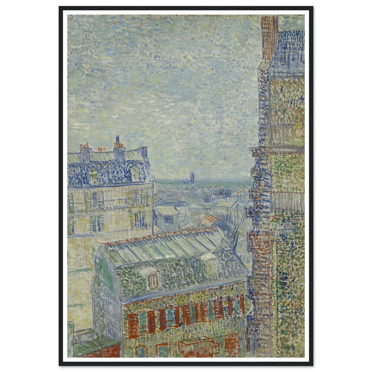 View from Theo’s apartment Art Print | Vincent van Gogh - Framed Poster - 30x40 cm / 12x16″ - Black frame