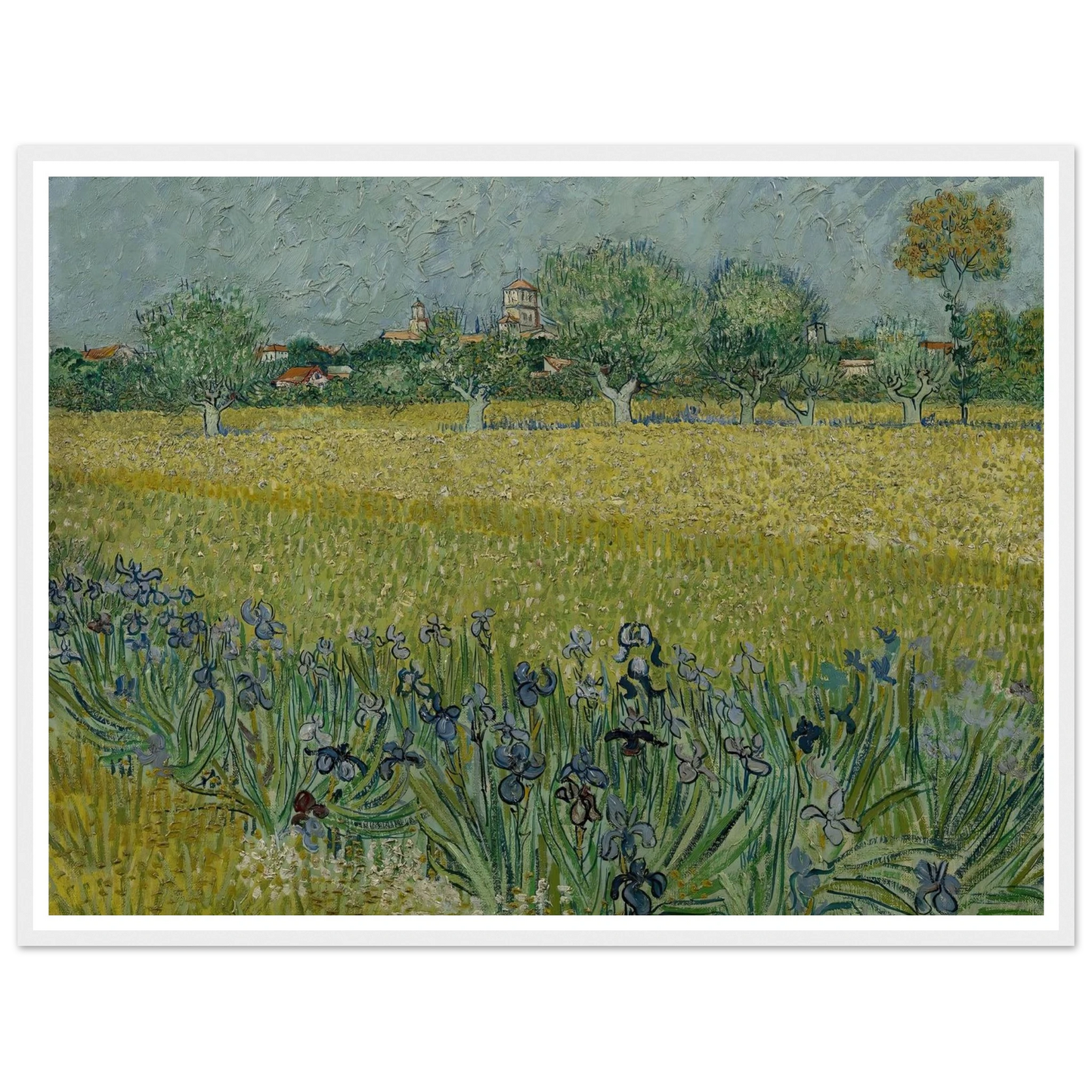 View of Arles with Irises (1888) Art Print | Vincent van Gogh - Framed Poster - 30x40 cm / 12x16″ - Black frame