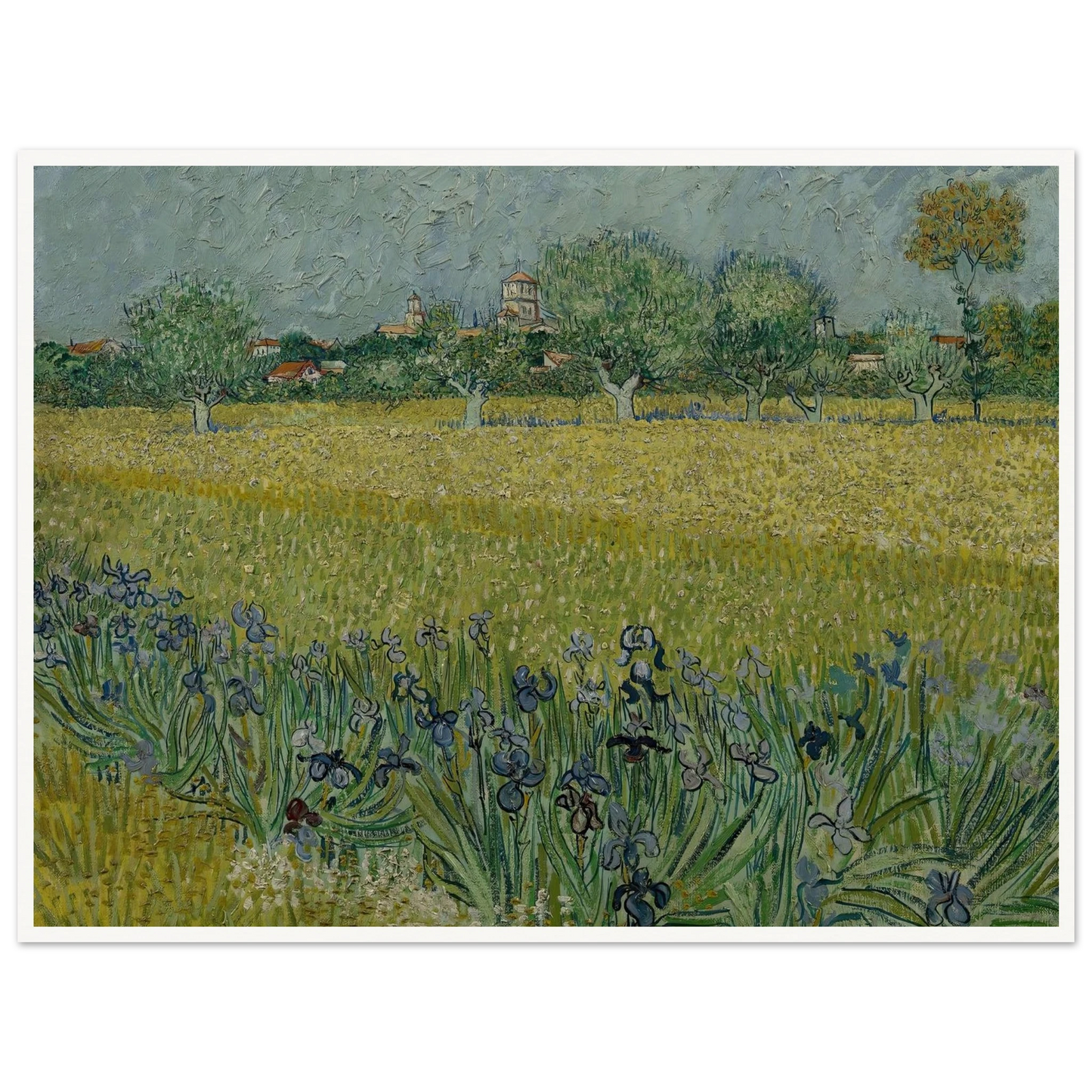 View of Arles with Irises (1888) Art Print | Vincent van Gogh - Framed Poster - 30x40 cm / 12x16″ - Black frame