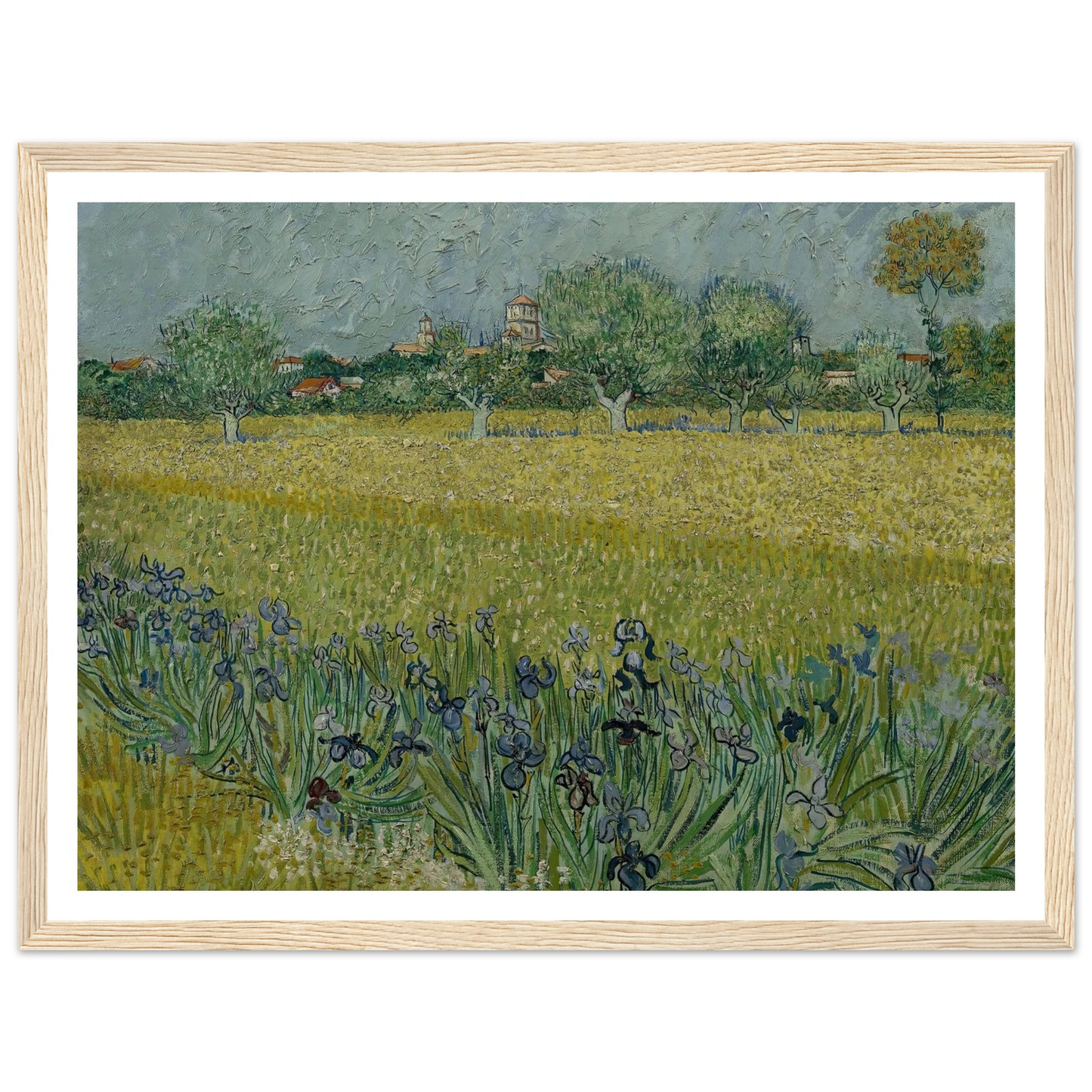 View of Arles with Irises (1888) Art Print | Vincent van Gogh - Framed Poster - 30x40 cm / 12x16″ - Black frame