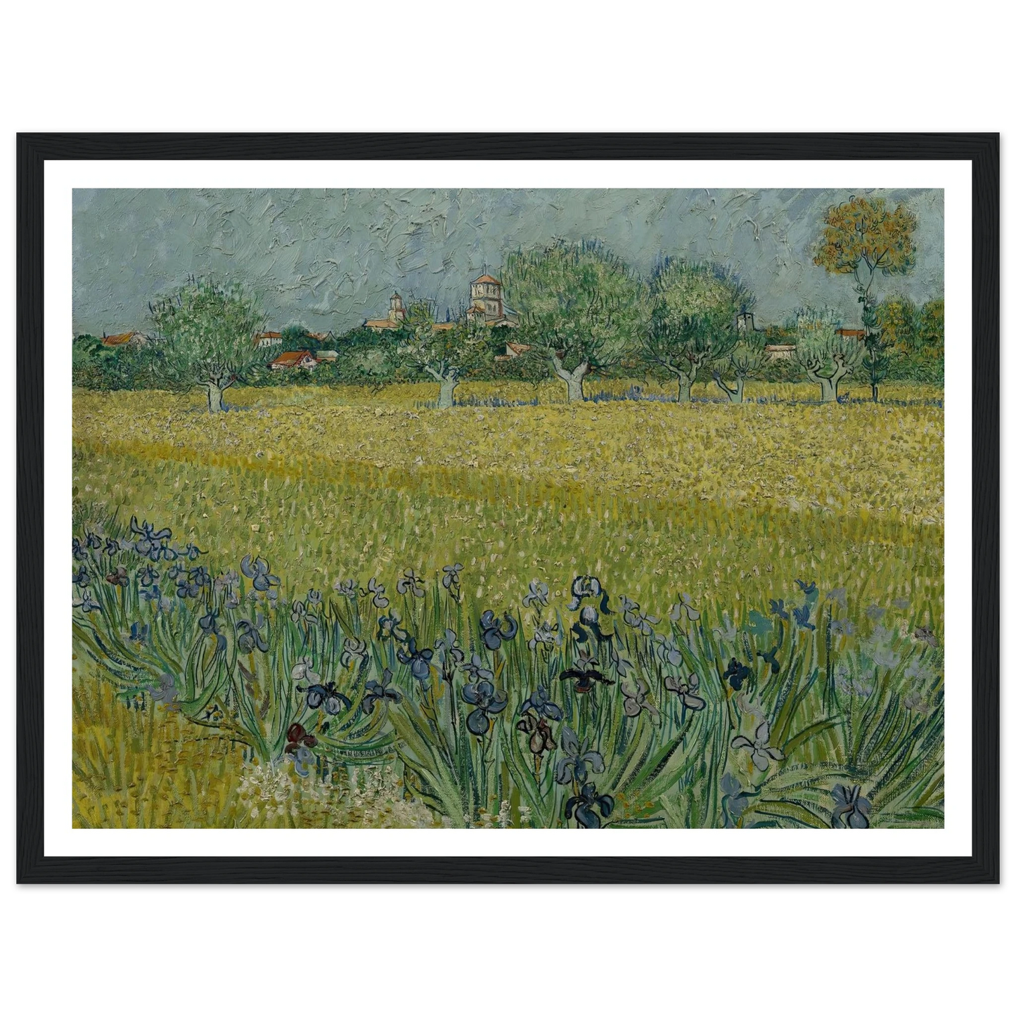 View of Arles with Irises (1888) Art Print | Vincent van Gogh - Framed Poster - 30x40 cm / 12x16″ - Black frame