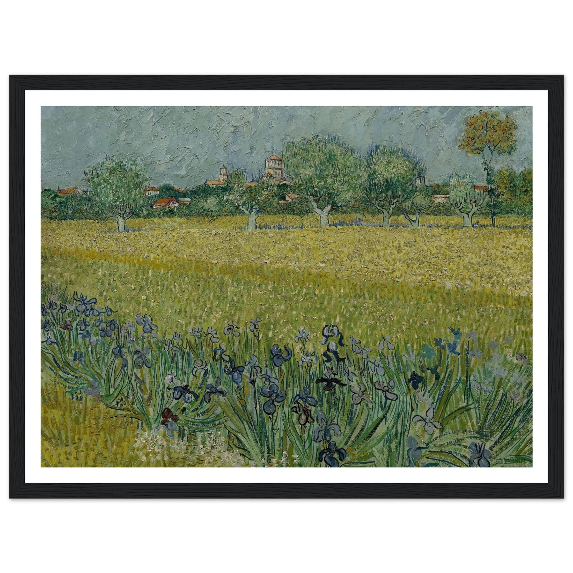 View of Arles with Irises (1888) Art Print | Vincent van Gogh - Framed Poster - 30x40 cm / 12x16″ - Black frame