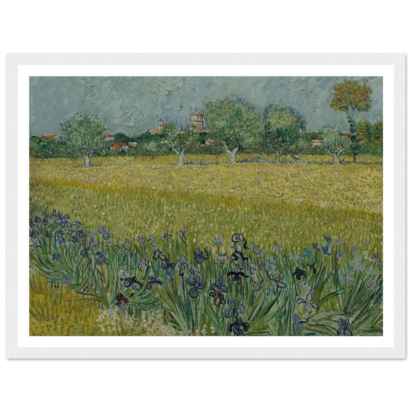 View of Arles with Irises (1888) Art Print | Vincent van Gogh - Framed Poster - 30x40 cm / 12x16″ - Black frame