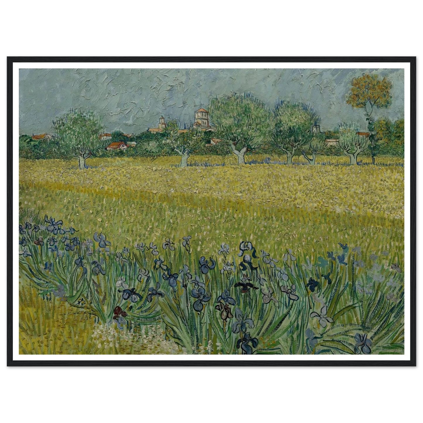 View of Arles with Irises (1888) Art Print | Vincent van Gogh - Framed Poster - 30x40 cm / 12x16″ - Black frame