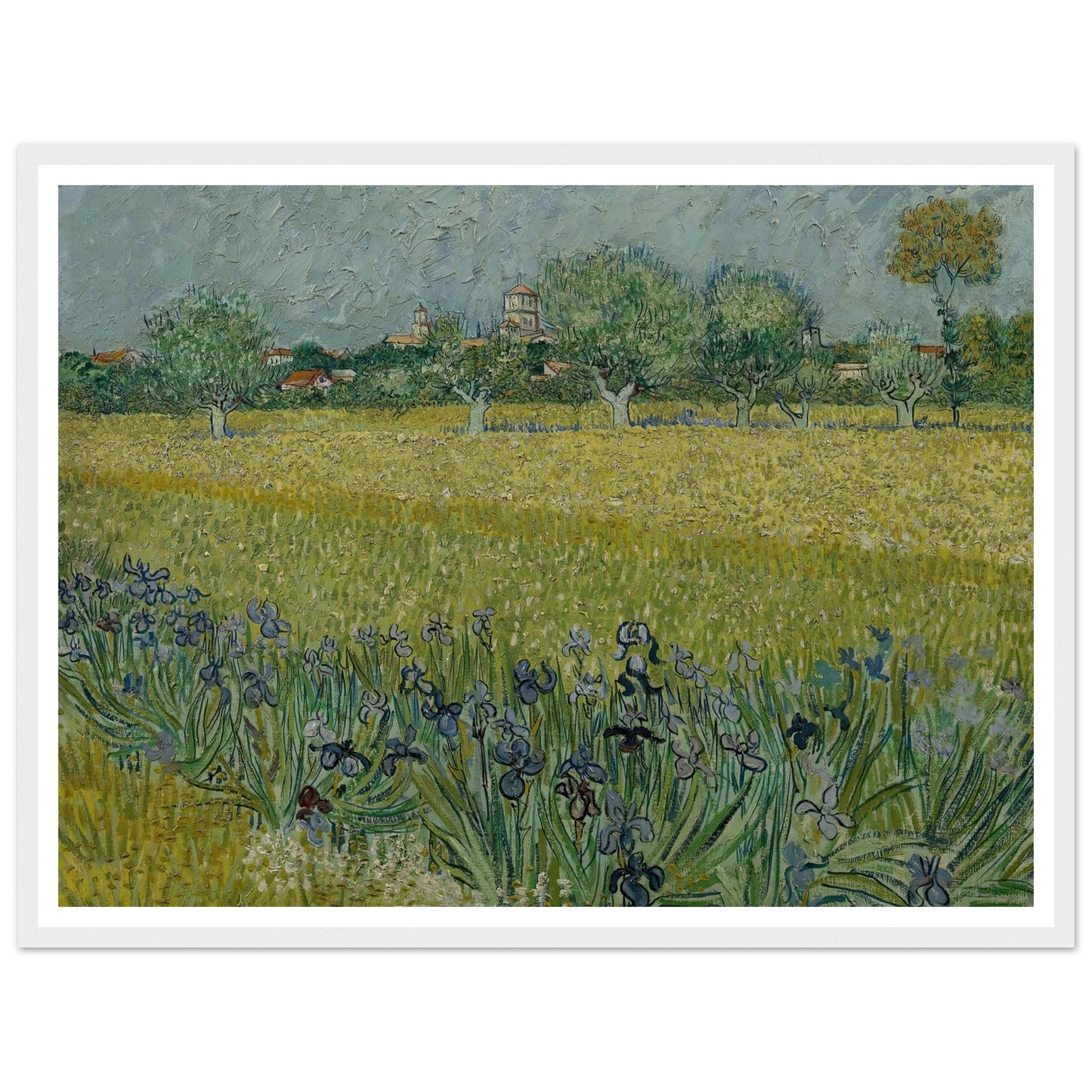 View of Arles with Irises (1888) Art Print | Vincent van Gogh - Framed Poster - 30x40 cm / 12x16″ - Black frame