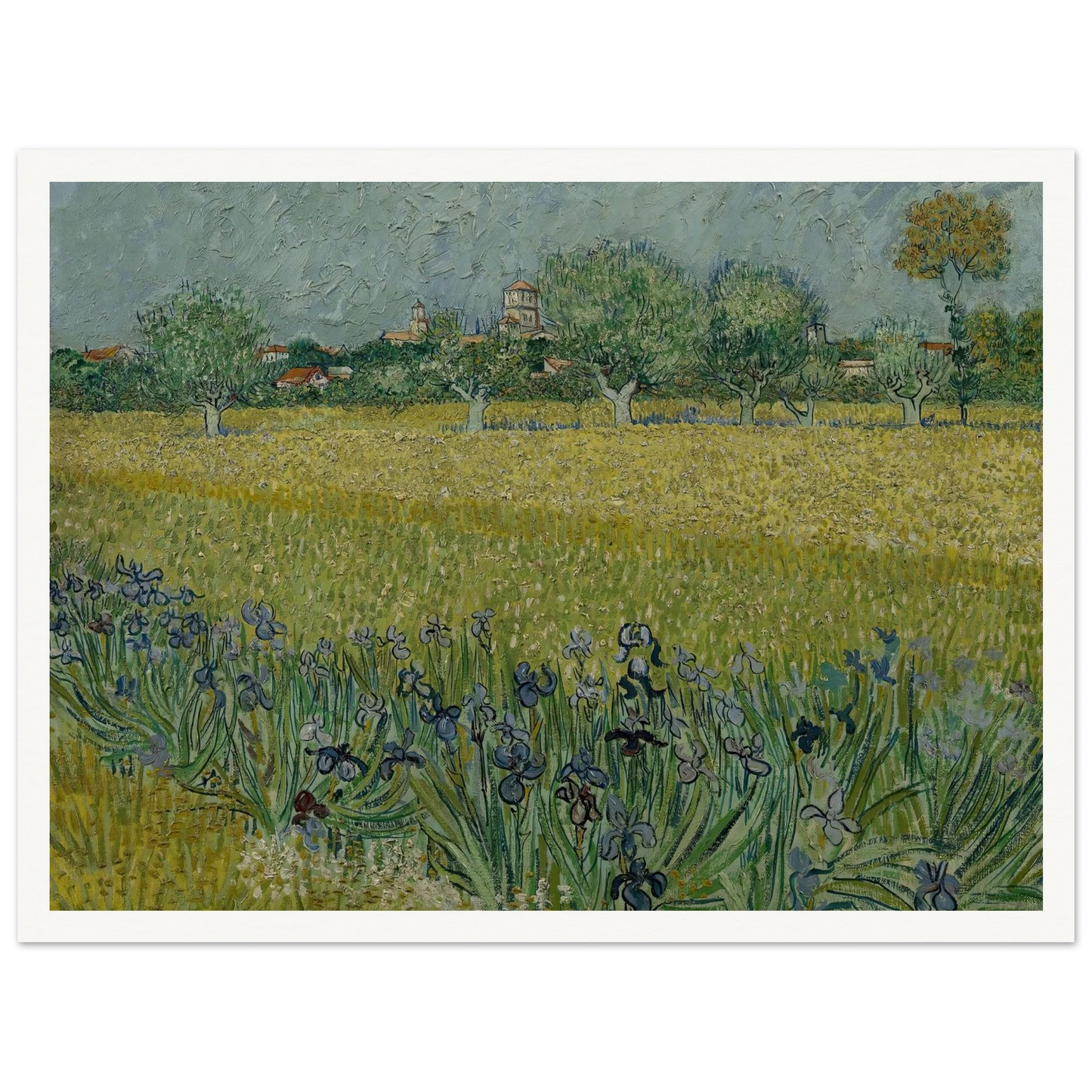 View of Arles with Irises (1888) Art Print | Vincent van Gogh - Framed Poster - 30x40 cm / 12x16″ - Black frame