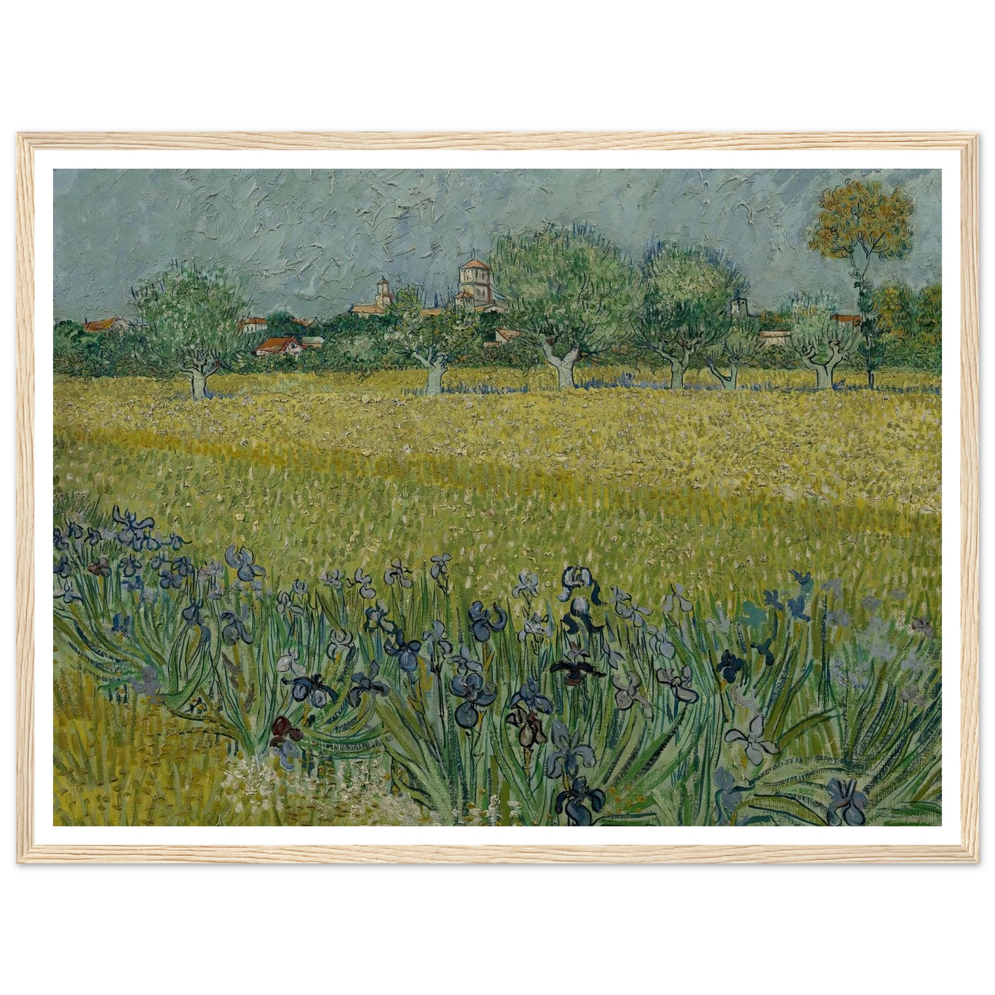 View of Arles with Irises (1888) Art Print | Vincent van Gogh - Framed Poster - 30x40 cm / 12x16″ - Black frame