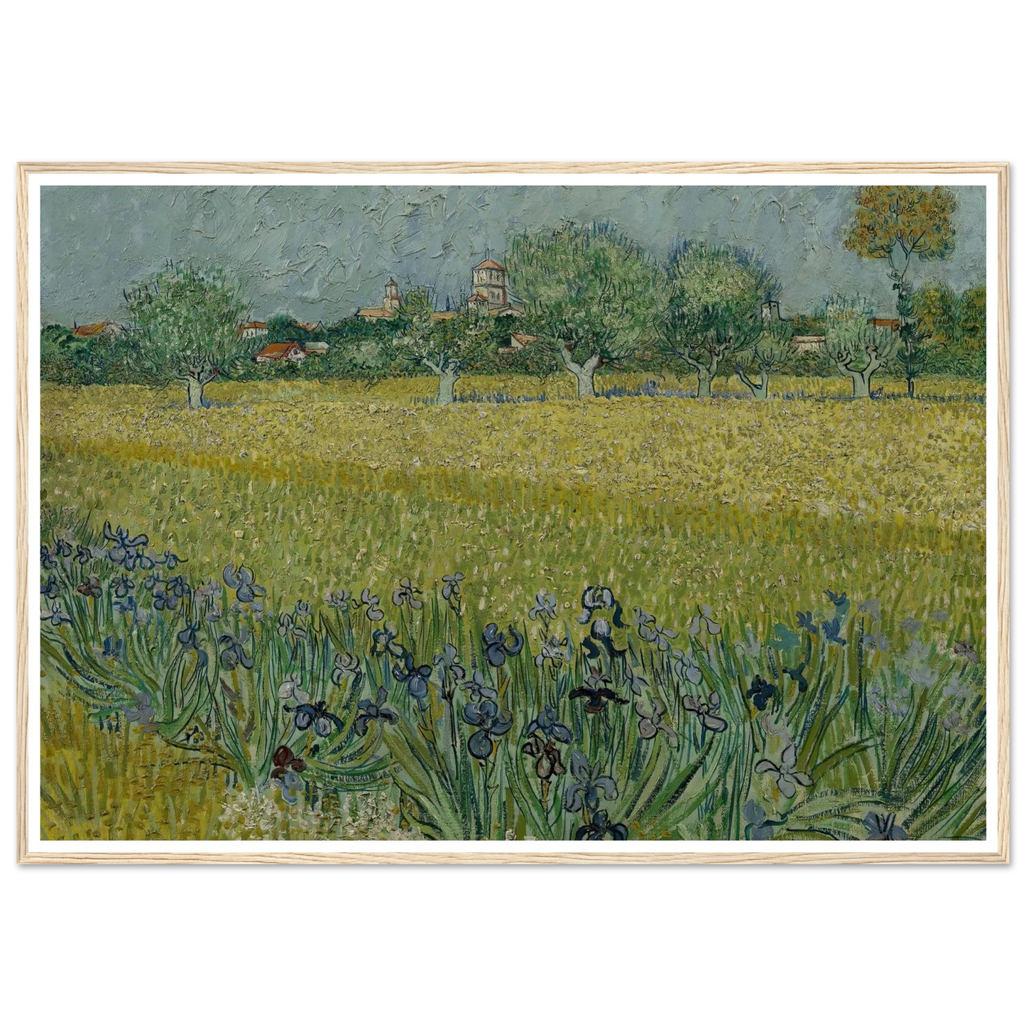 View of Arles with Irises (1888) Art Print | Vincent van Gogh - Framed Poster - 30x40 cm / 12x16″ - Black frame