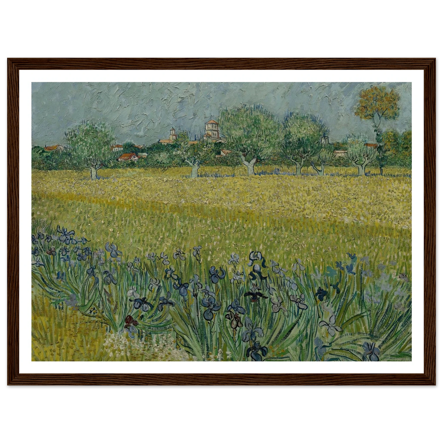 View of Arles with Irises (1888) Art Print | Vincent van Gogh - Framed Poster - 30x40 cm / 12x16″ - Black frame