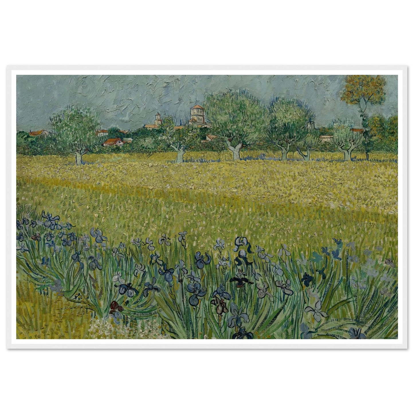 View of Arles with Irises (1888) Art Print | Vincent van Gogh - Framed Poster - 30x40 cm / 12x16″ - Black frame